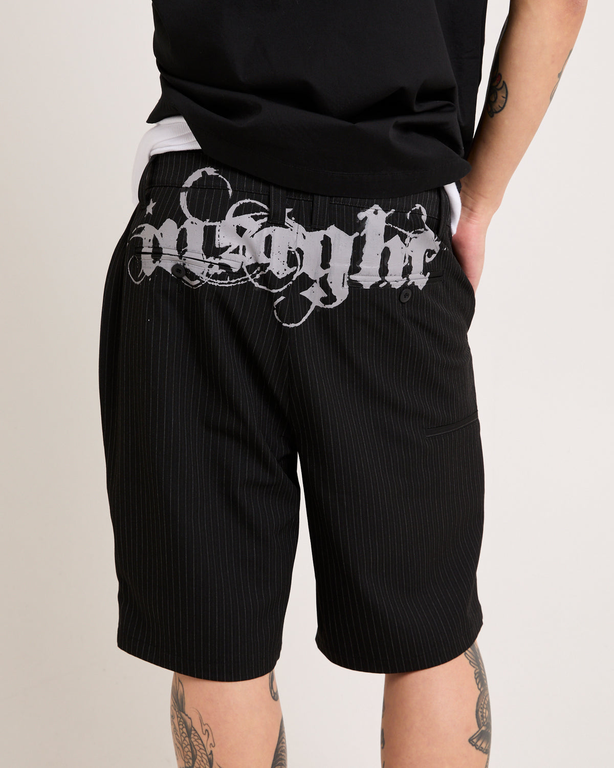Essence Pinstripe Shorts BLACK