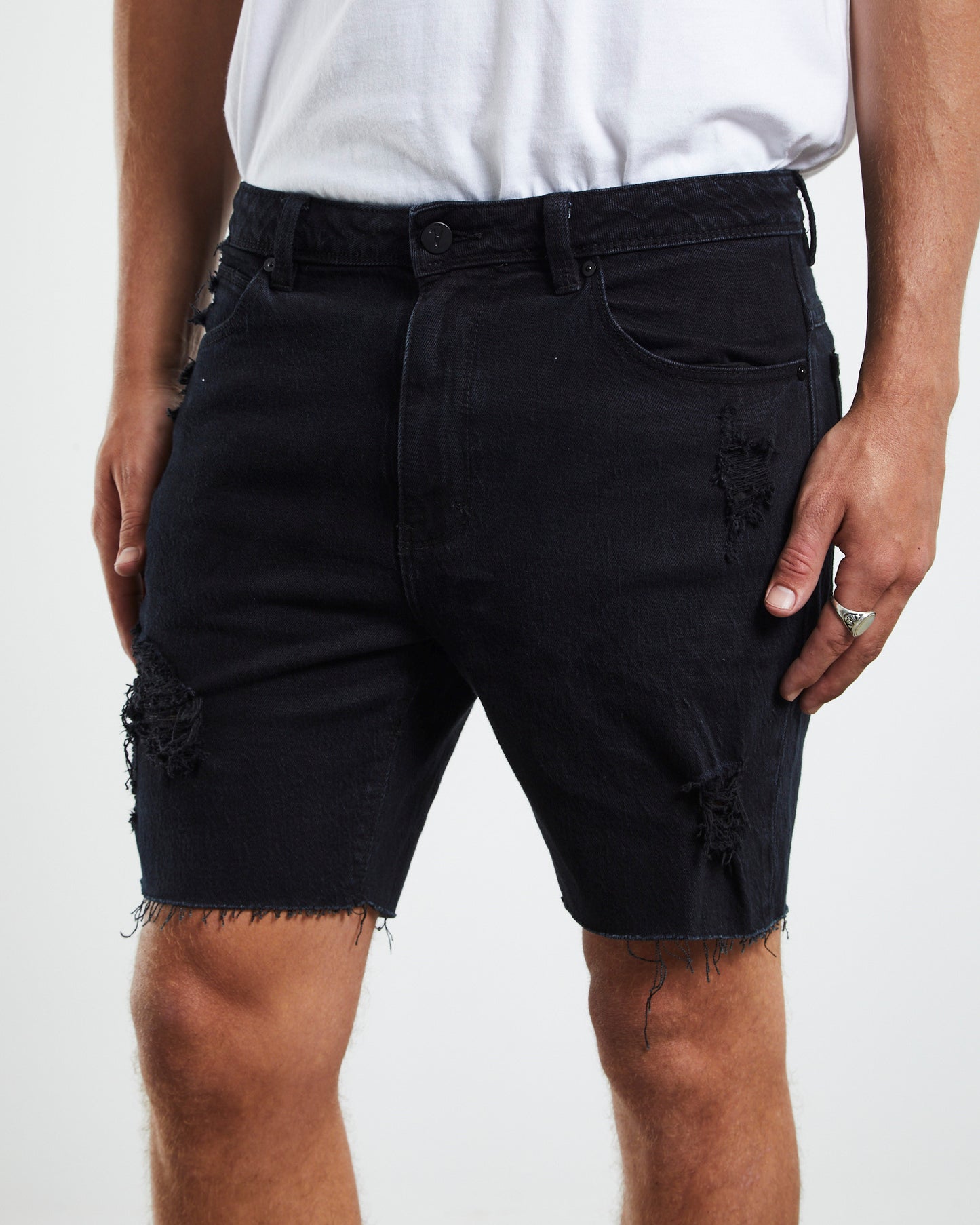 A Dropped Skinny Denim Shorts Mamba Rip