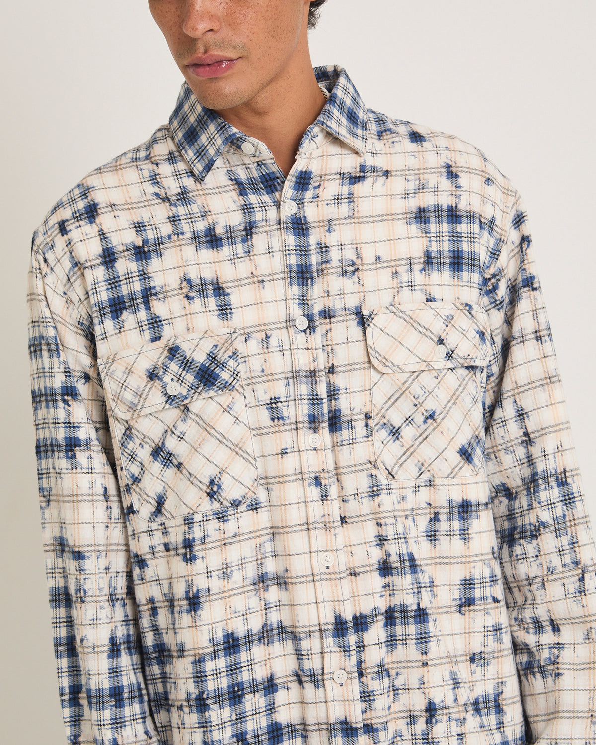Bleached Flannel Long Sleeve Shirt MULTI