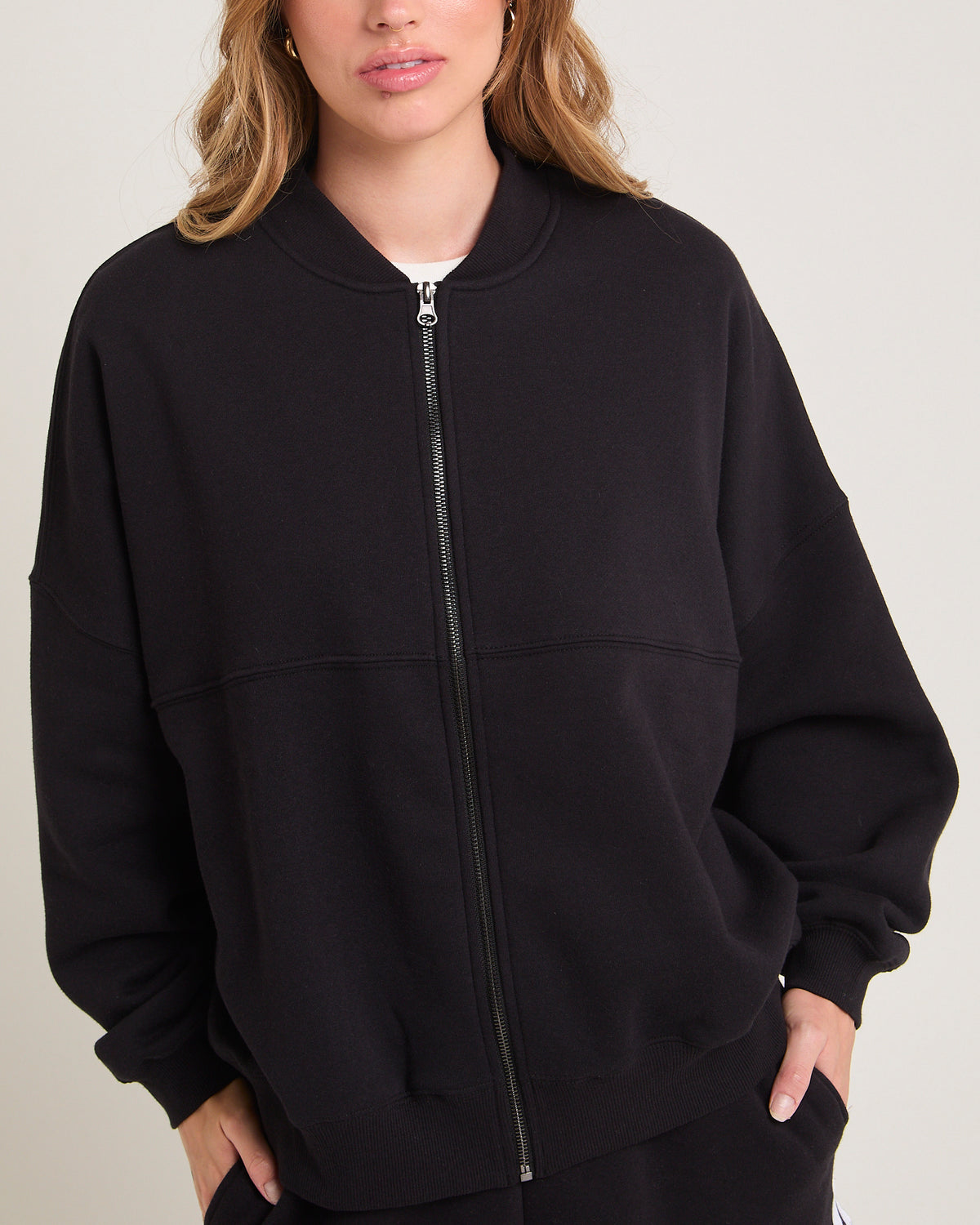 Subtitled Zip Bomber Jacket ALMOST BLACK