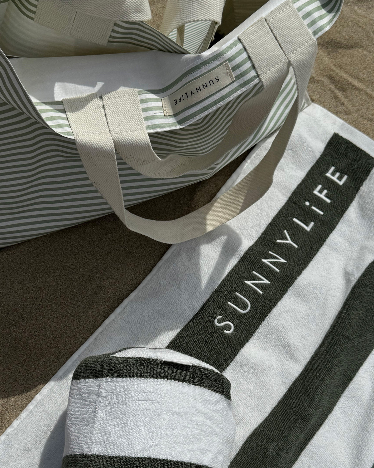 Inflatable Beach Pillow SAGE STRIPE