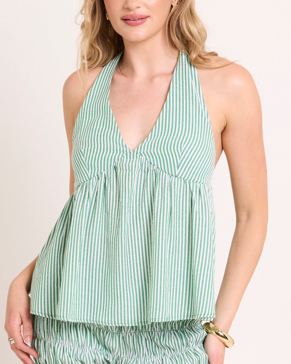 Olivia Halter Top GREEN STRIPES