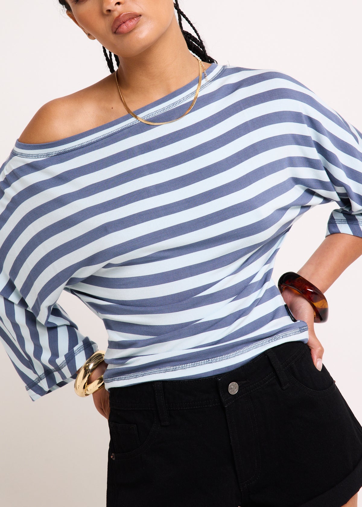 Lorde Stripe Assymetric Top MULTI
