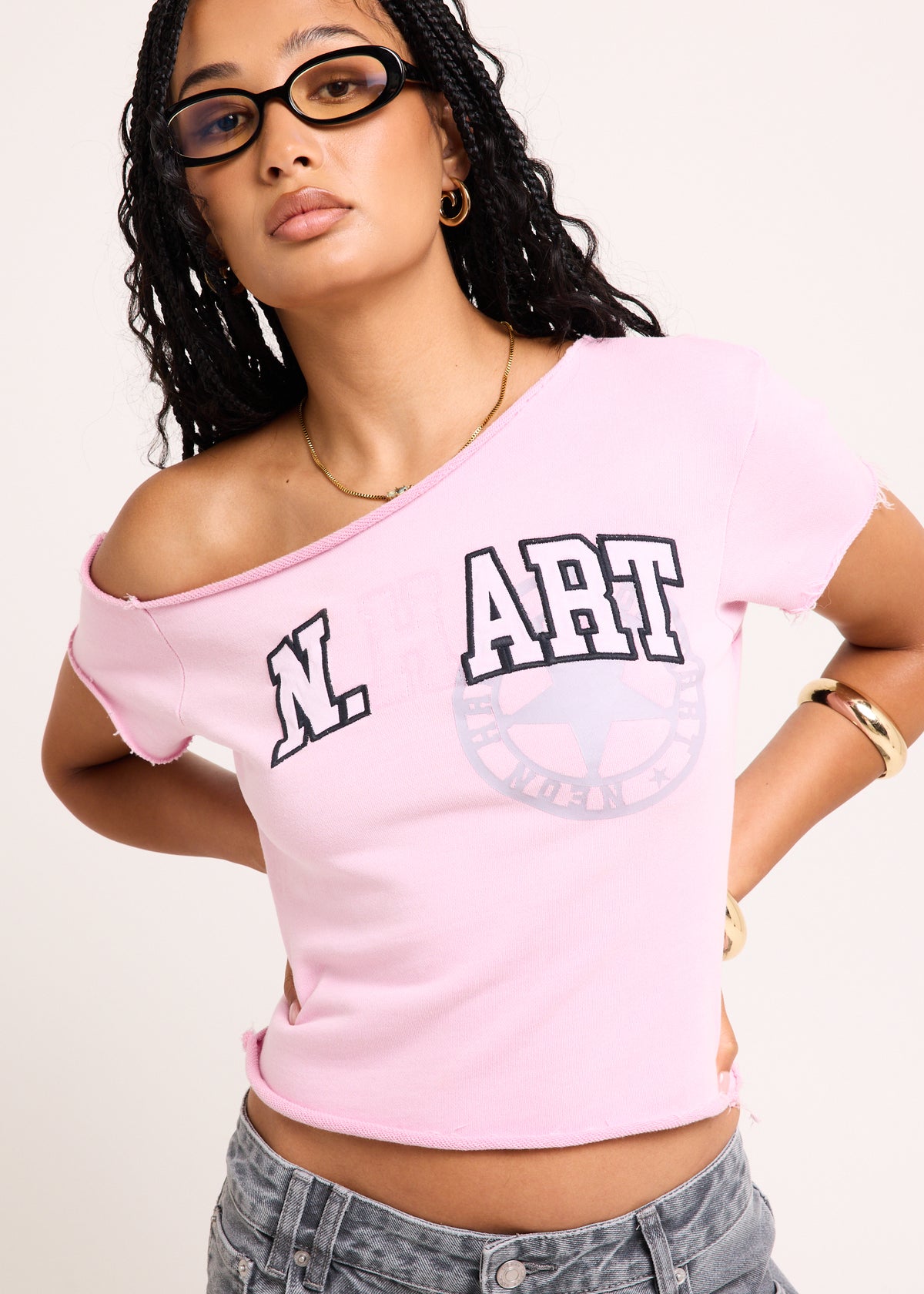 College One Shoulder Top PINK