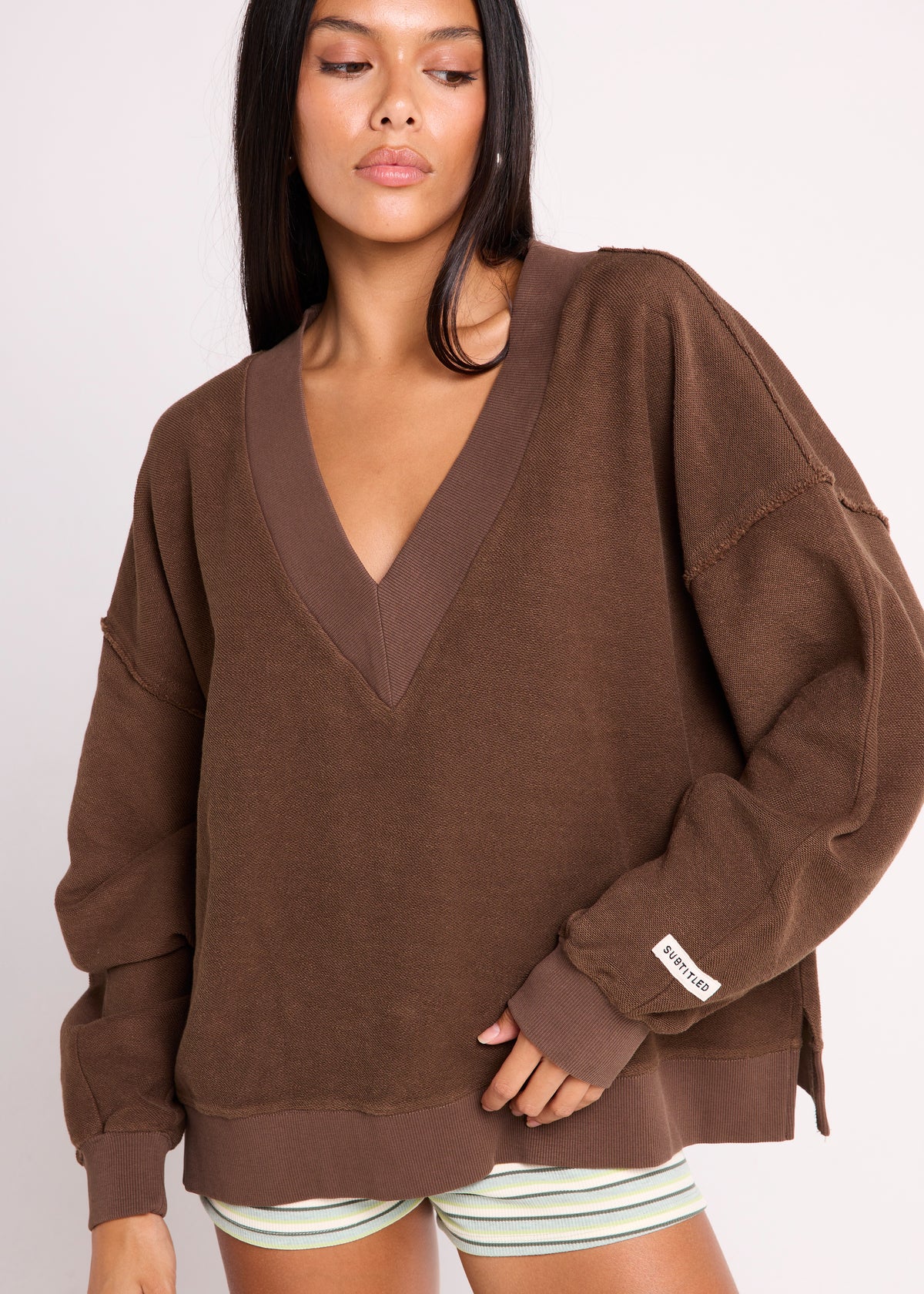 Parsons V Neck Sweater BROWN
