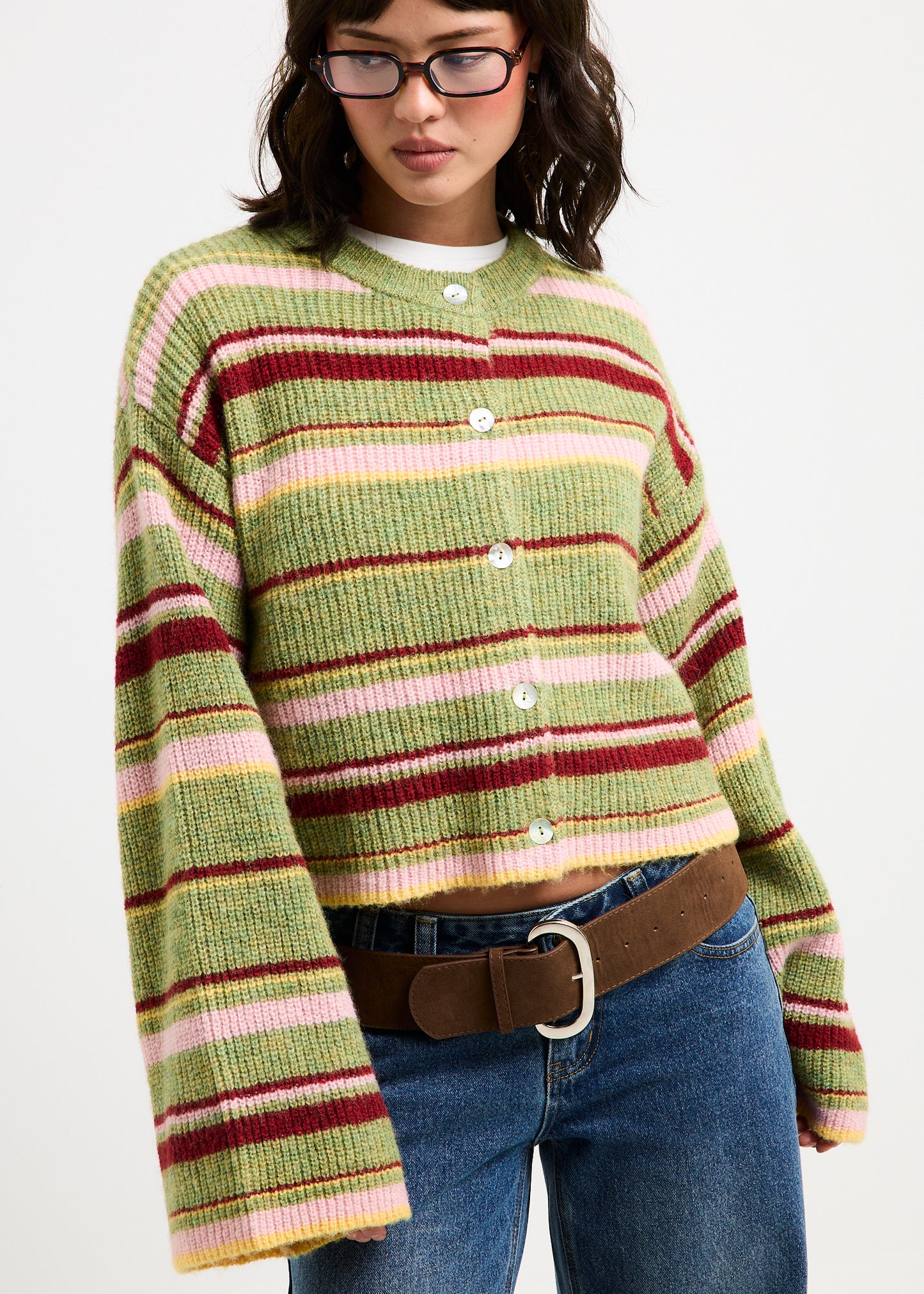 Regina Eyelash Knit Oversized Stripe Cardigan