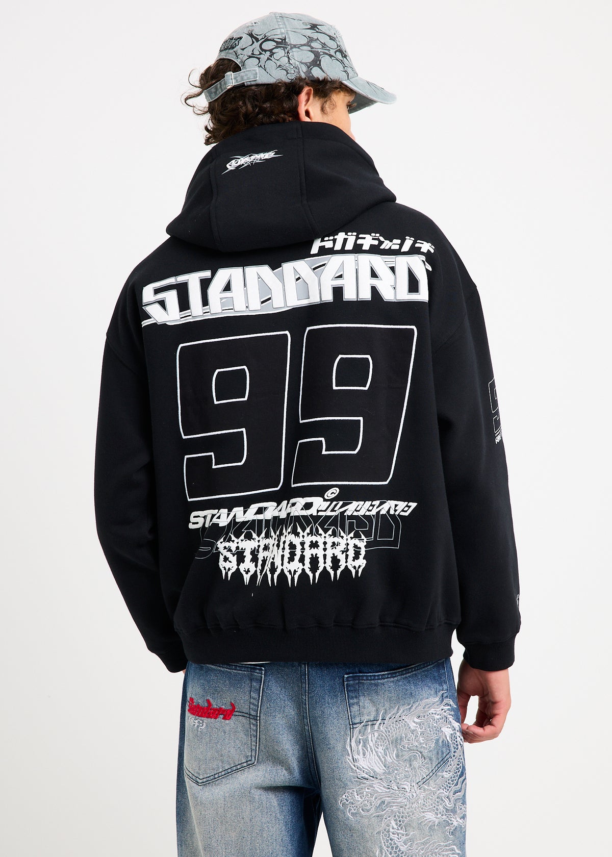Stacked Zip Hoodie BLACK