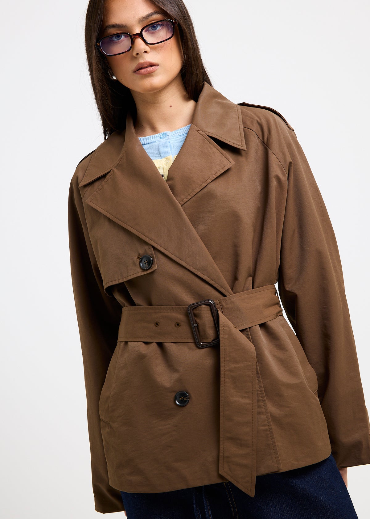 Tessa Cinched Trench Coat CHOCOLATE