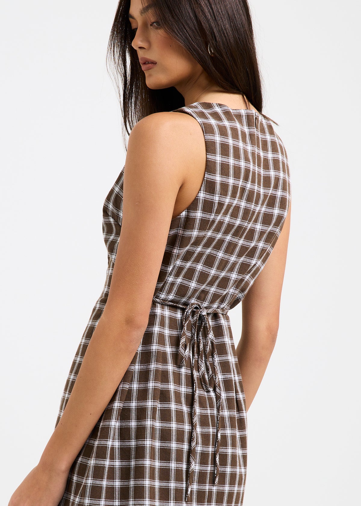 Gabs Plaid Romper BROWN