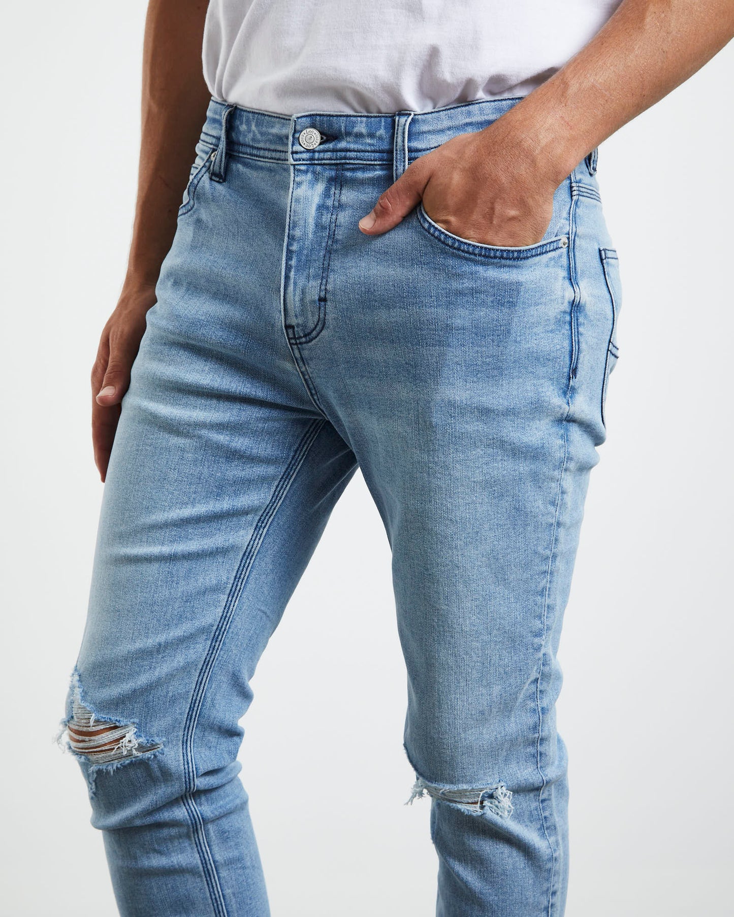 Z-One Skinny Denim Jeans Smoke Break Rip
