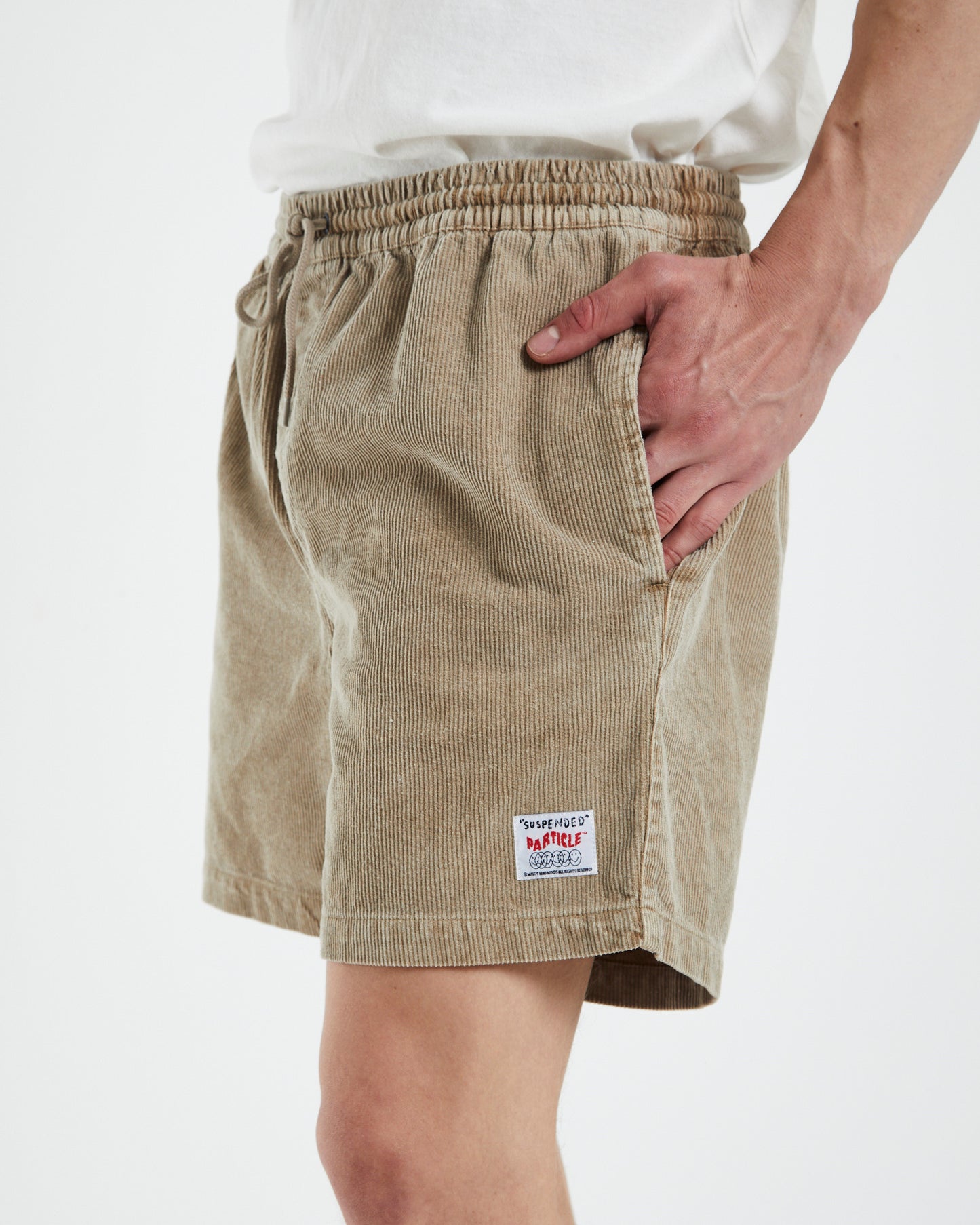 Cord Suspended Particle Shorts Tan