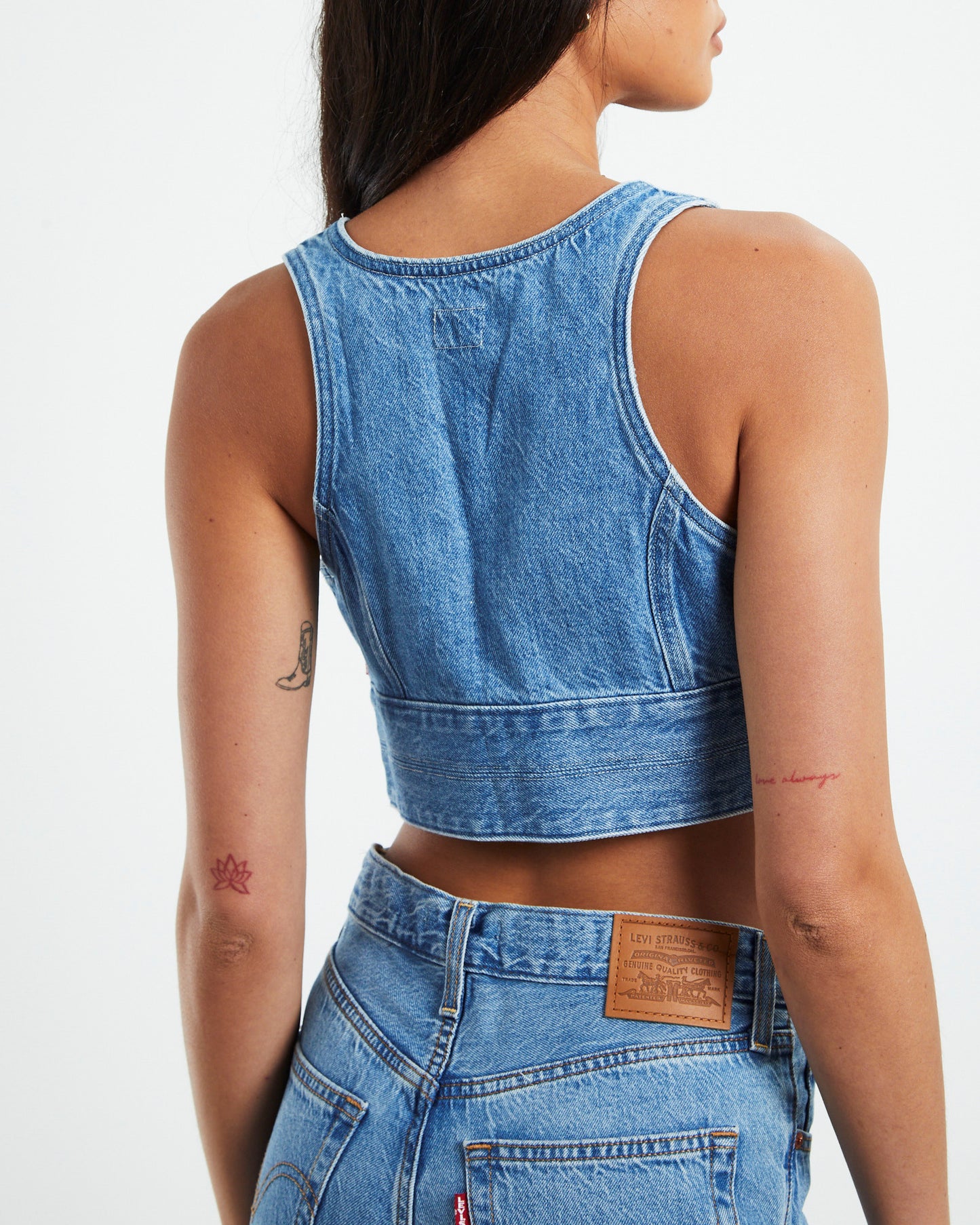 Raine Denim Crop Top Blue