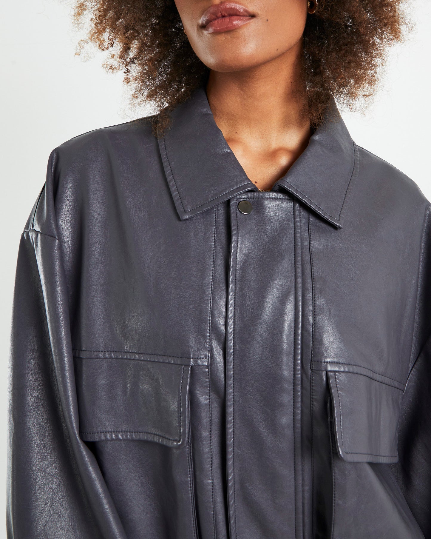 Jen Oversized Patch Pocket Jacket Grey