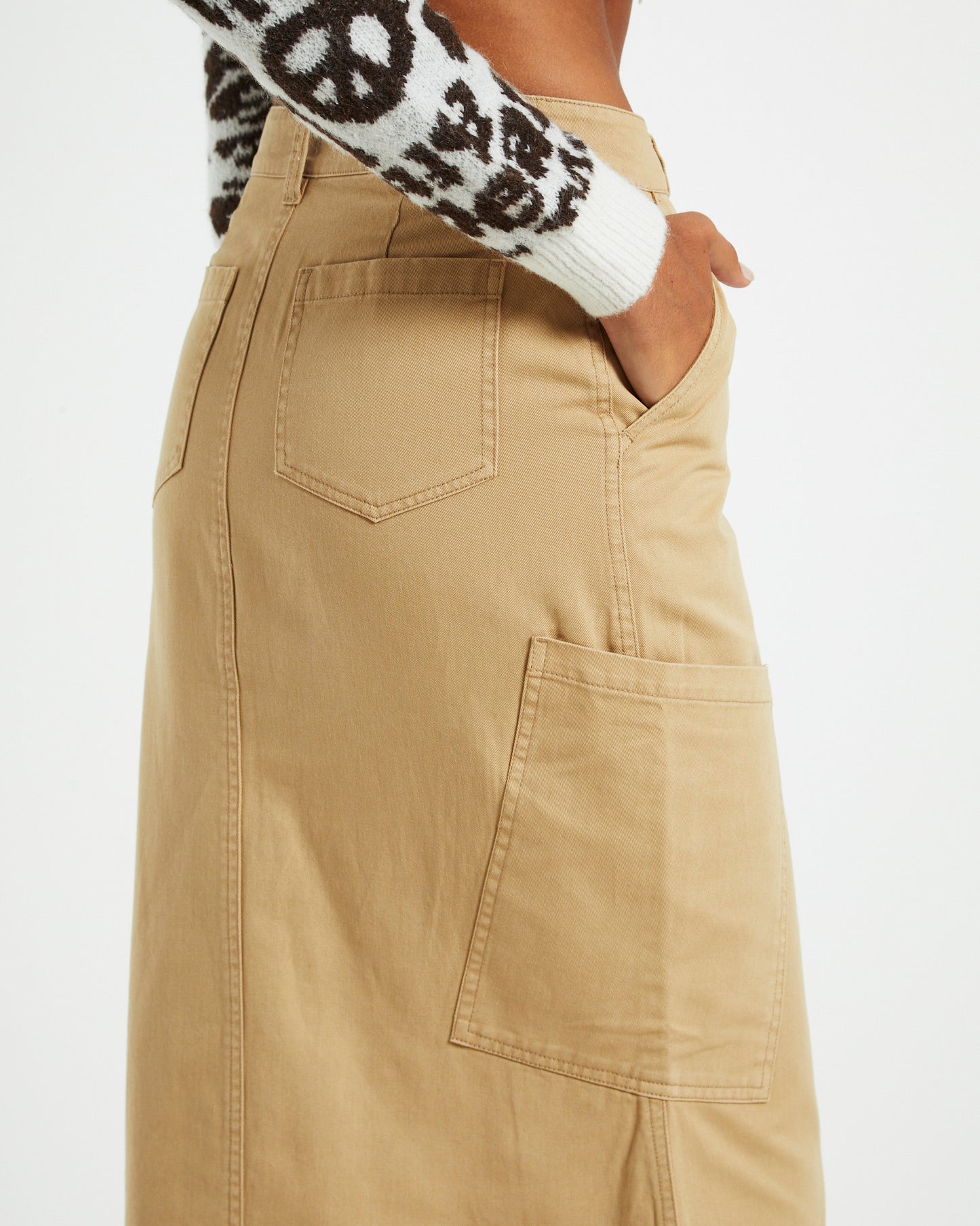 Maxi Canvas Cargo Denim Skirt
