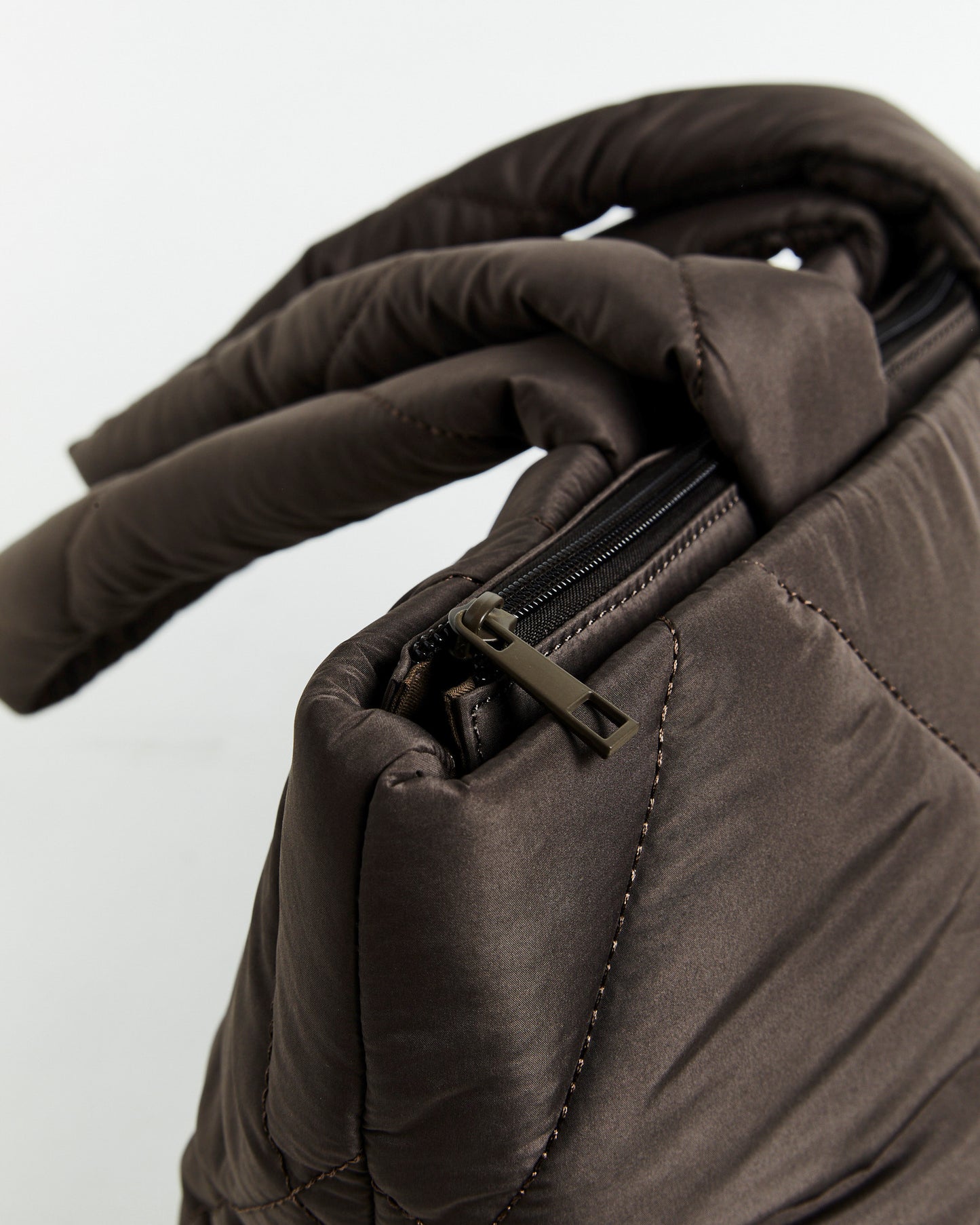 Nylon Quilted Puff Tote Bag Cocoa Brown