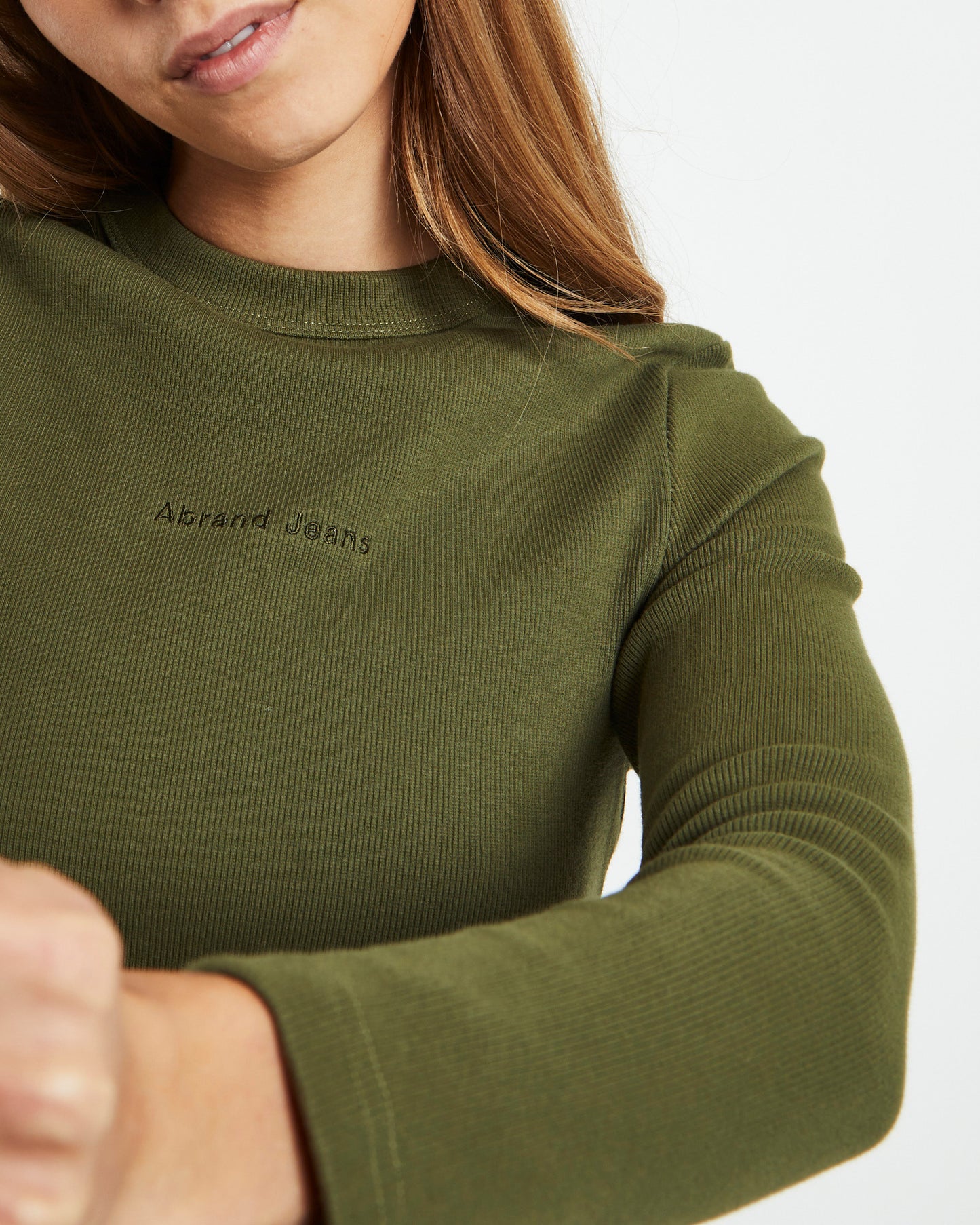 A Heather Long Sleeve Tee Army Green
