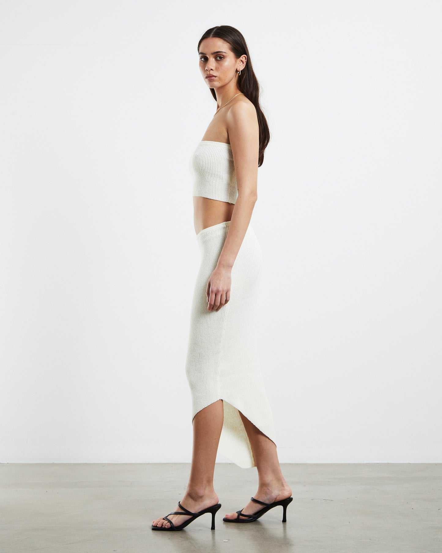 Davia Knit Crop Top Off White