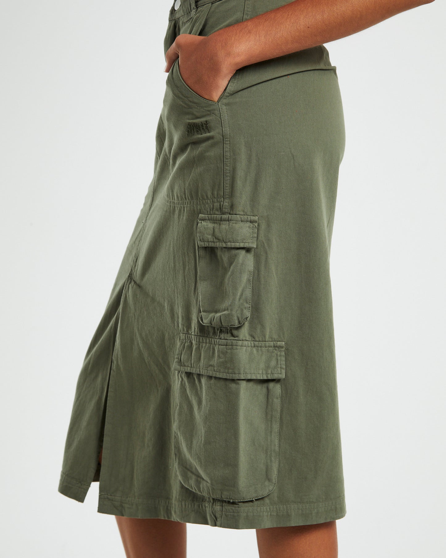 Waterpipe Midi Cargo Skirt Khaki