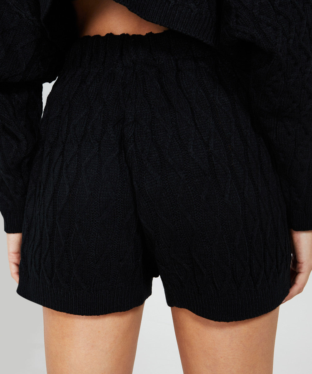 Avery Cable Knit Short Black