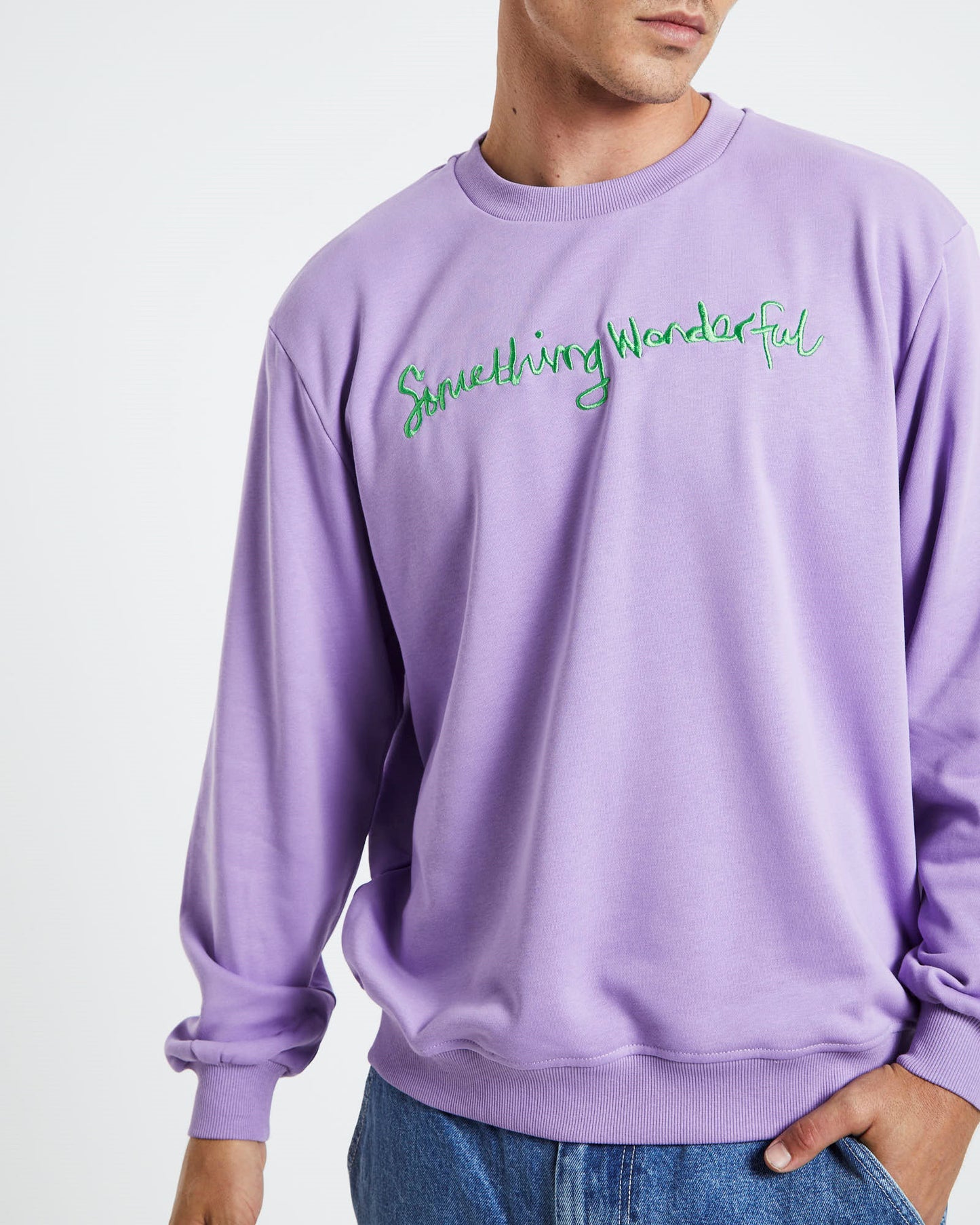 Signature Crew Neck Sweater Washed Lavender
