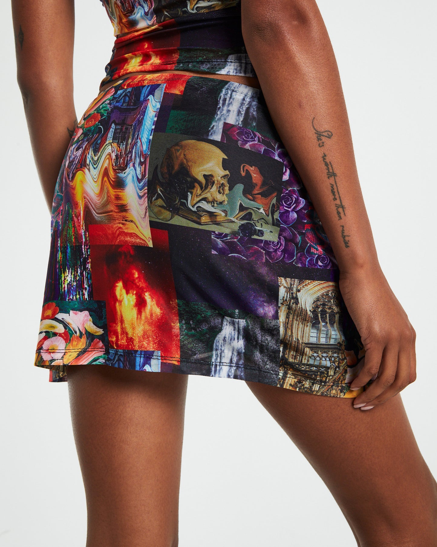 Amina Low Rise Split Mini Skirt Multi