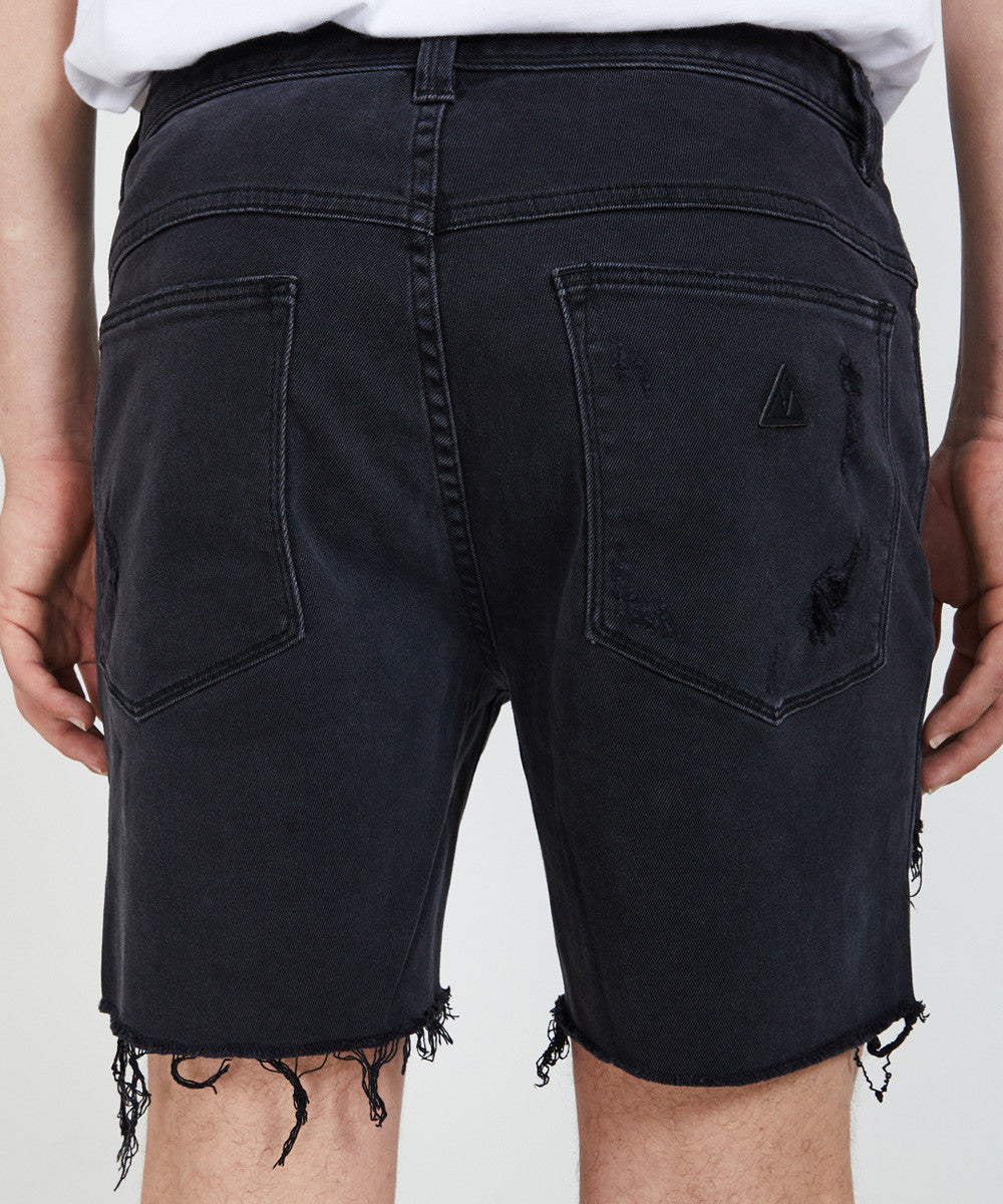 A Cropped Slim Denim Shorts DENIM