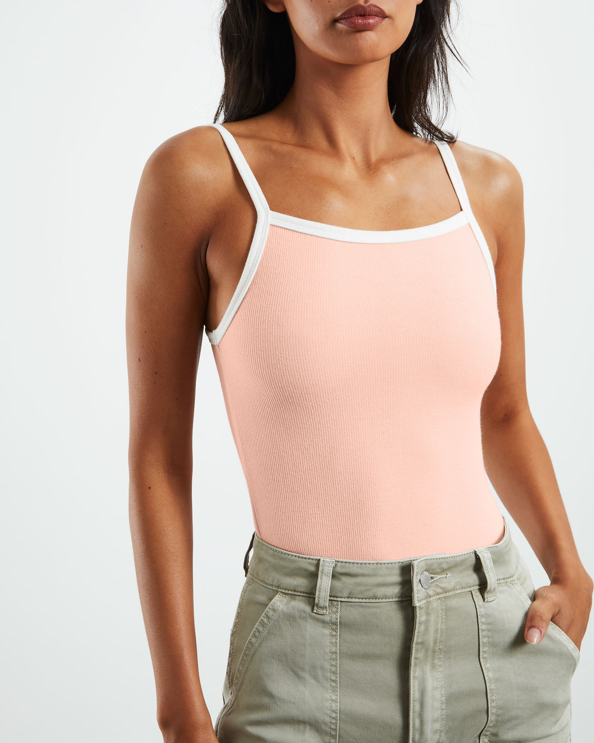 Contrast Naomi Tank Peony BABY PINK