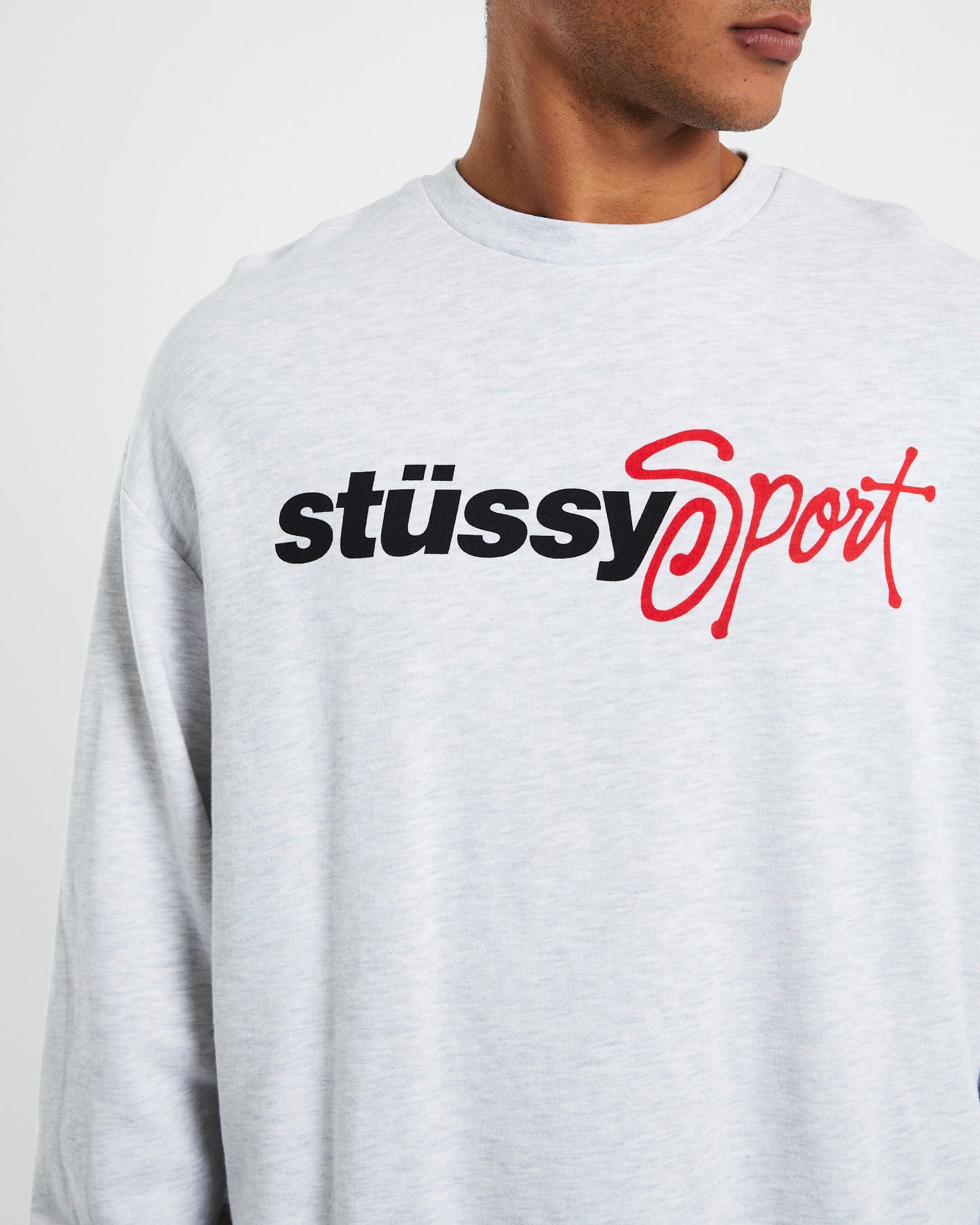 Stussy Sport 50/50 Crewneck Jumper Snow Marle Grey