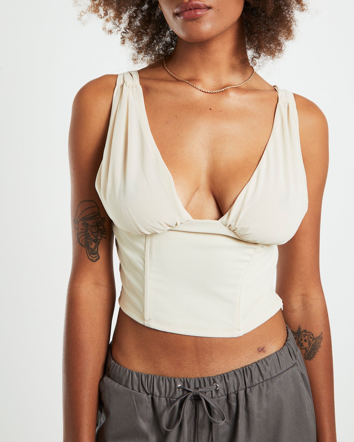 Peyton Chiffon Panel Corset Cream