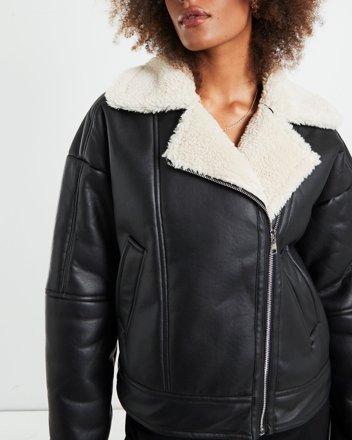 Benny Shearling Biker Jacket Black