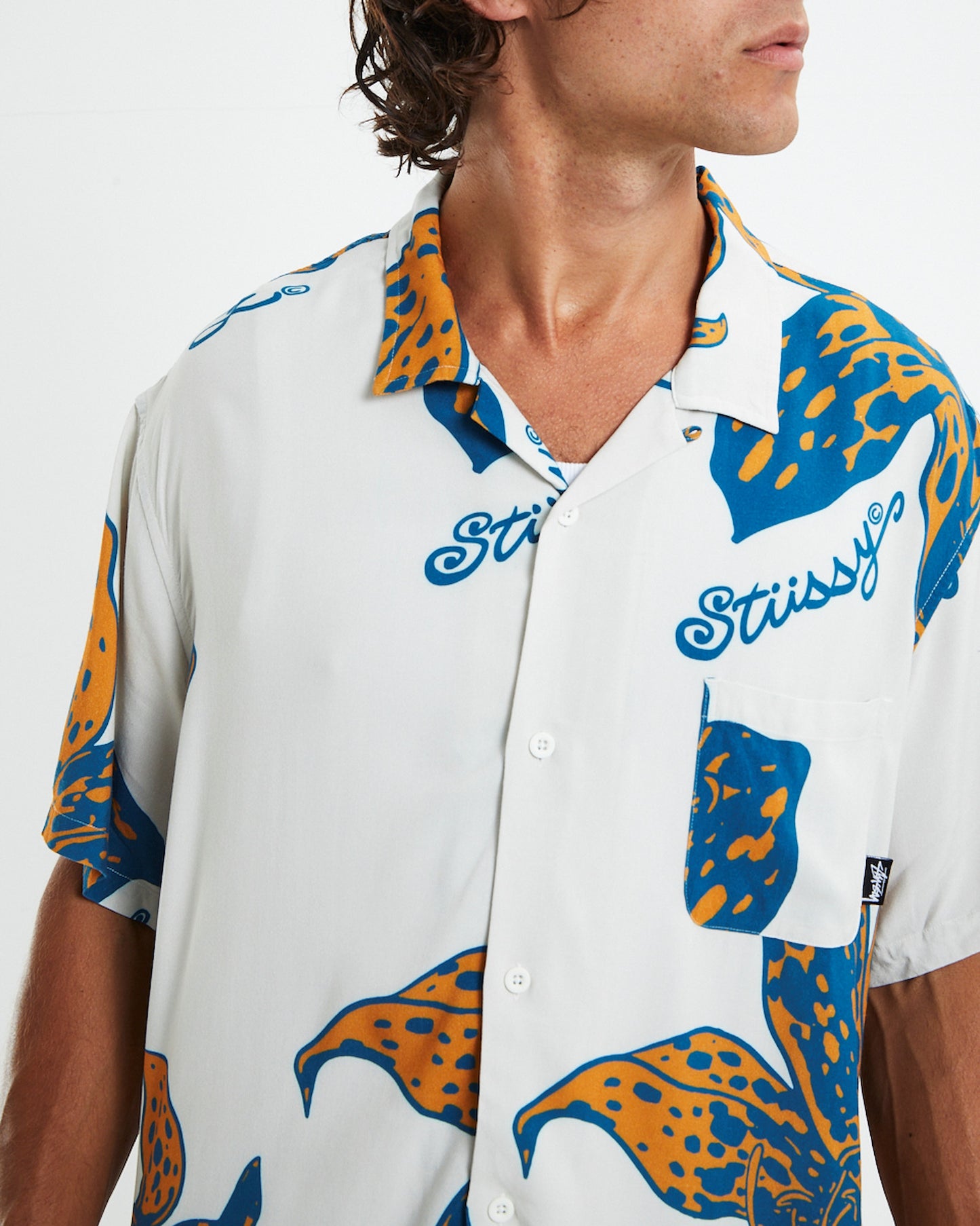 Floral Rayon Short Sleeve Shirt White