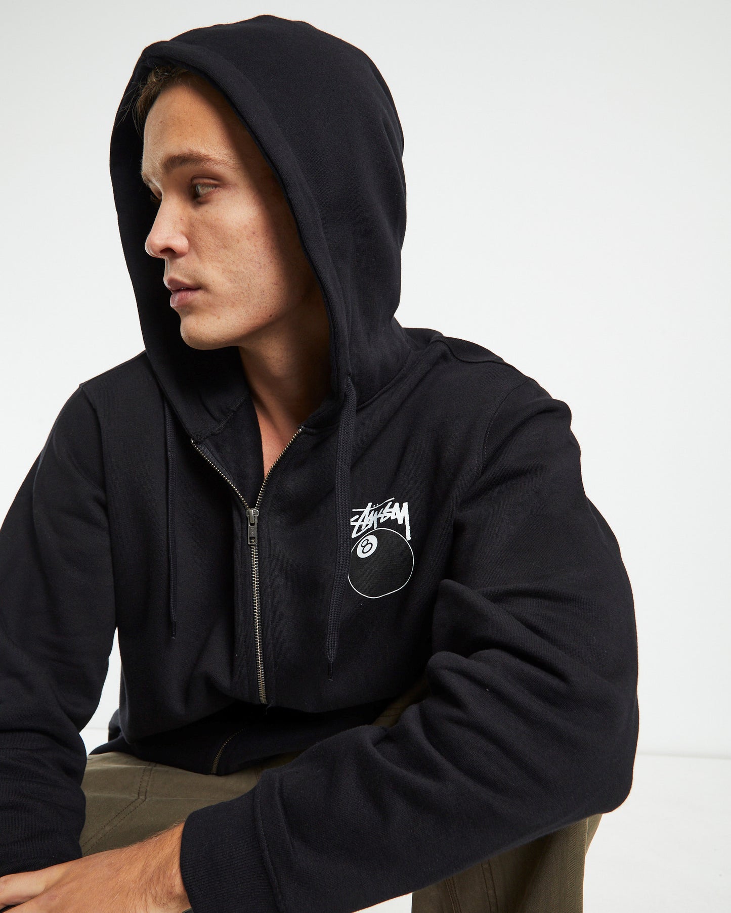 Solid 8 Ball Zip Hoodie Black