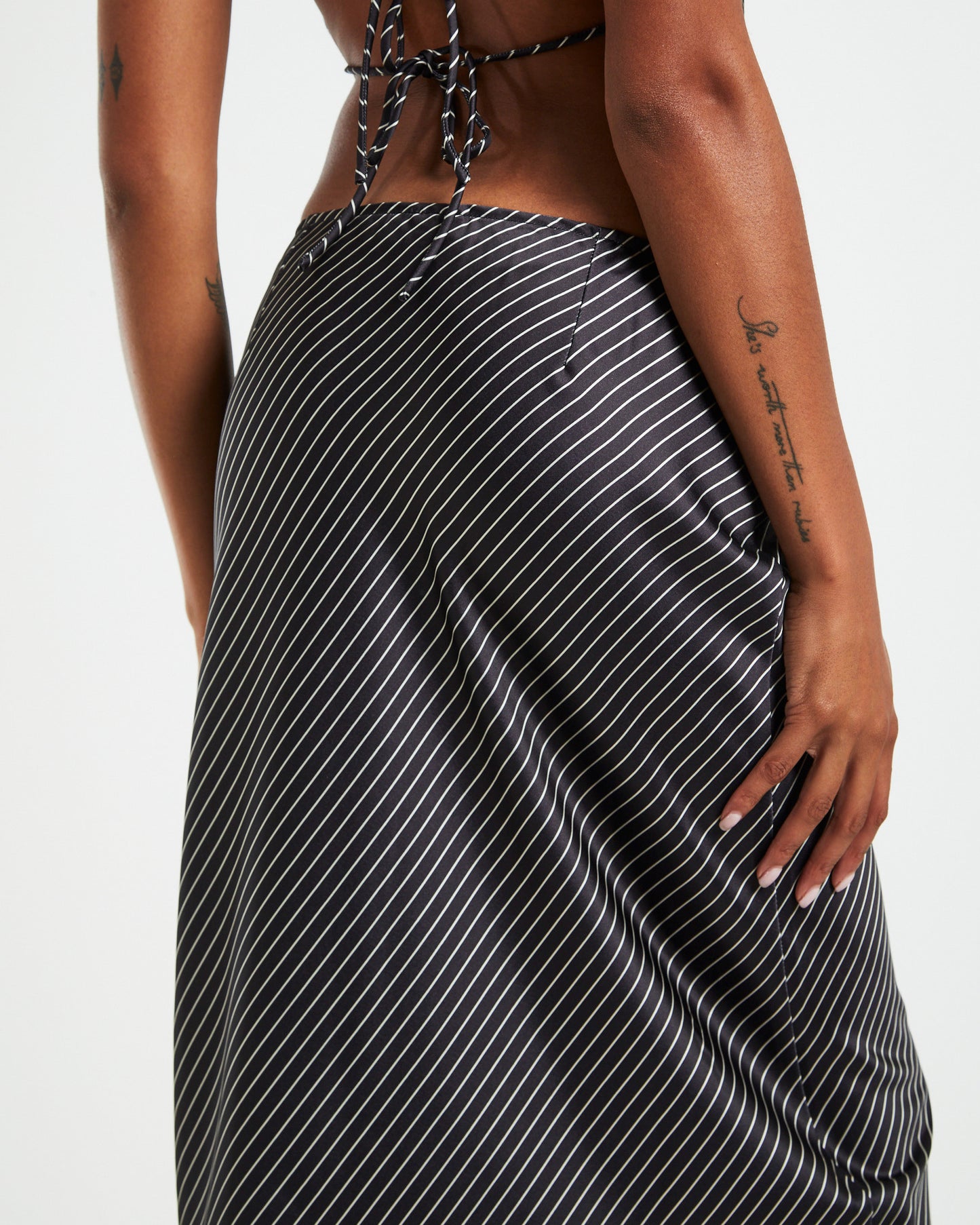 Gianna Satin Stripe Slip Skirt