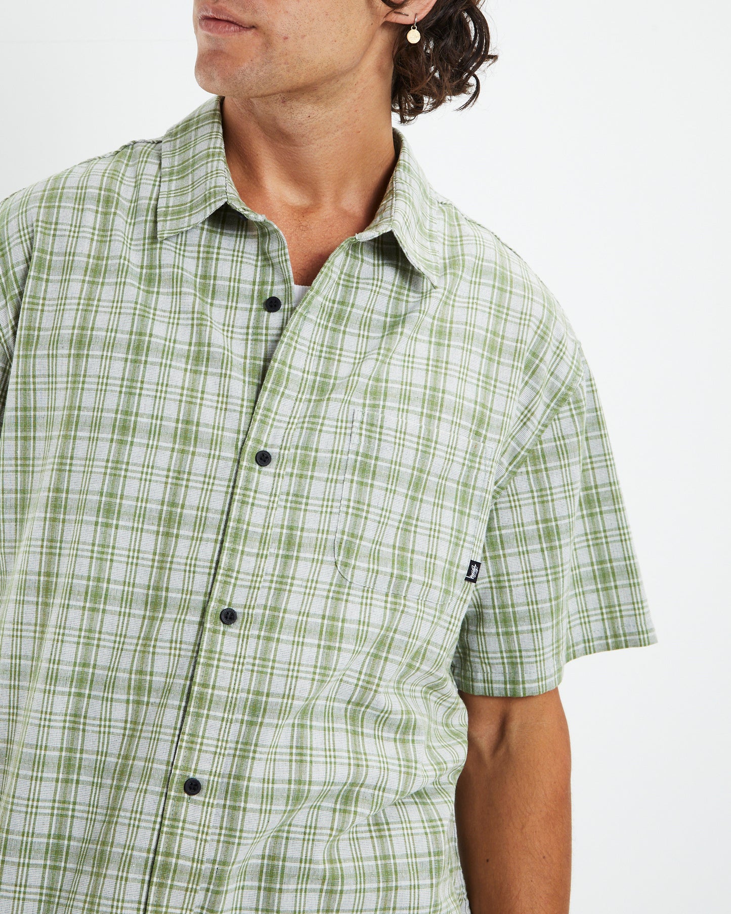 Textile Check Short Sleeve Shirt Green