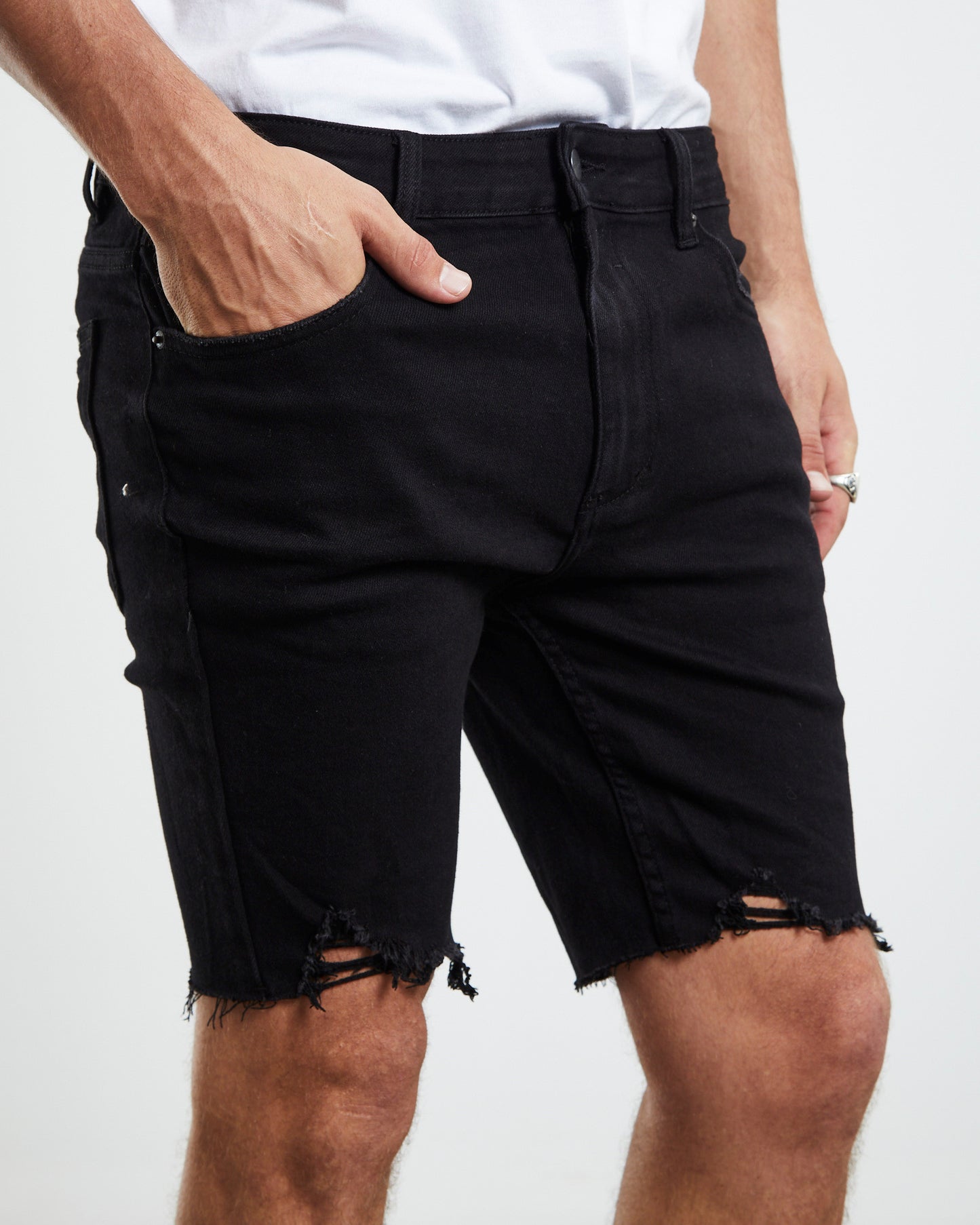 Pistol Denim Shorts Black Night