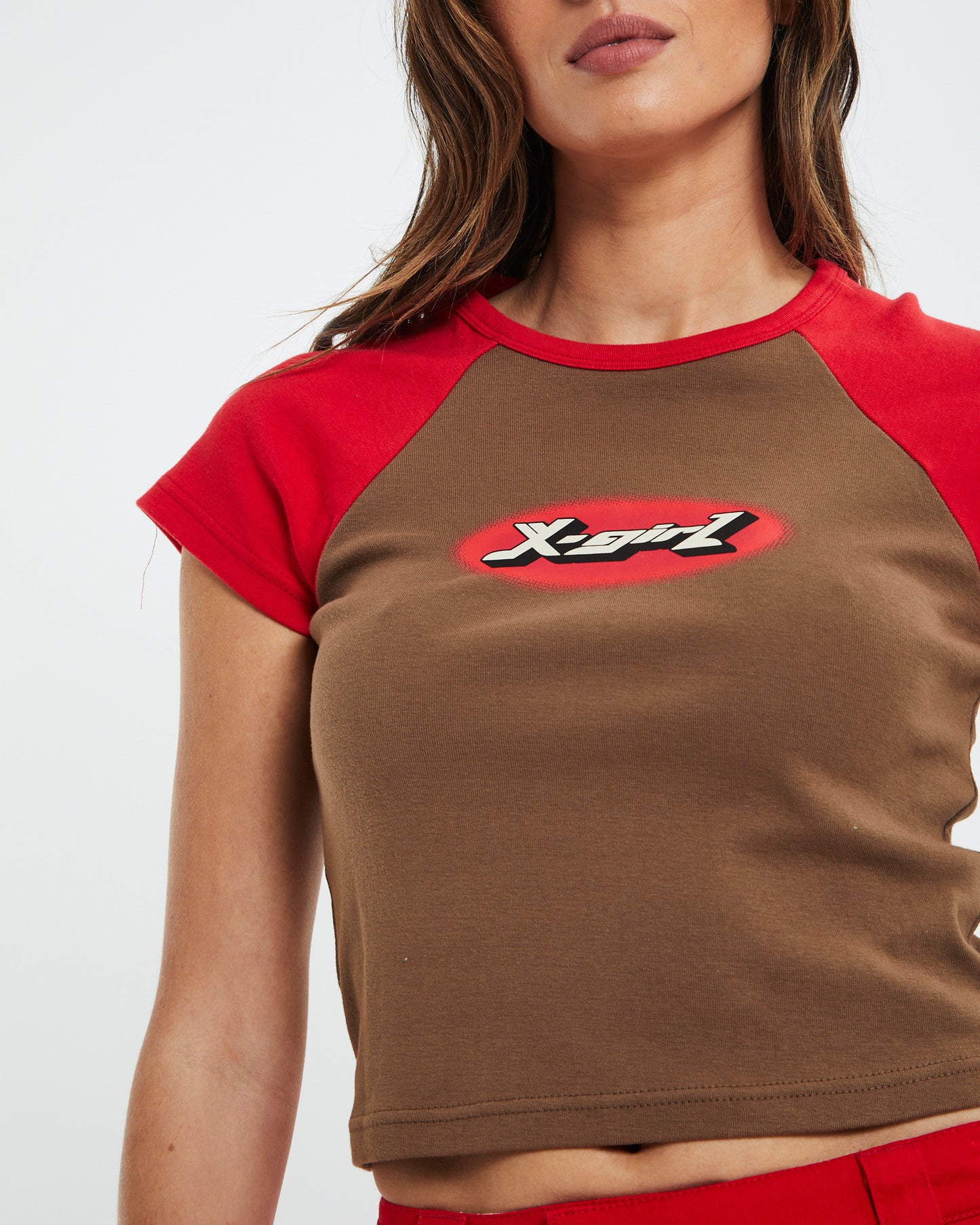 New Age Raglan Baby Tee Brown/Red