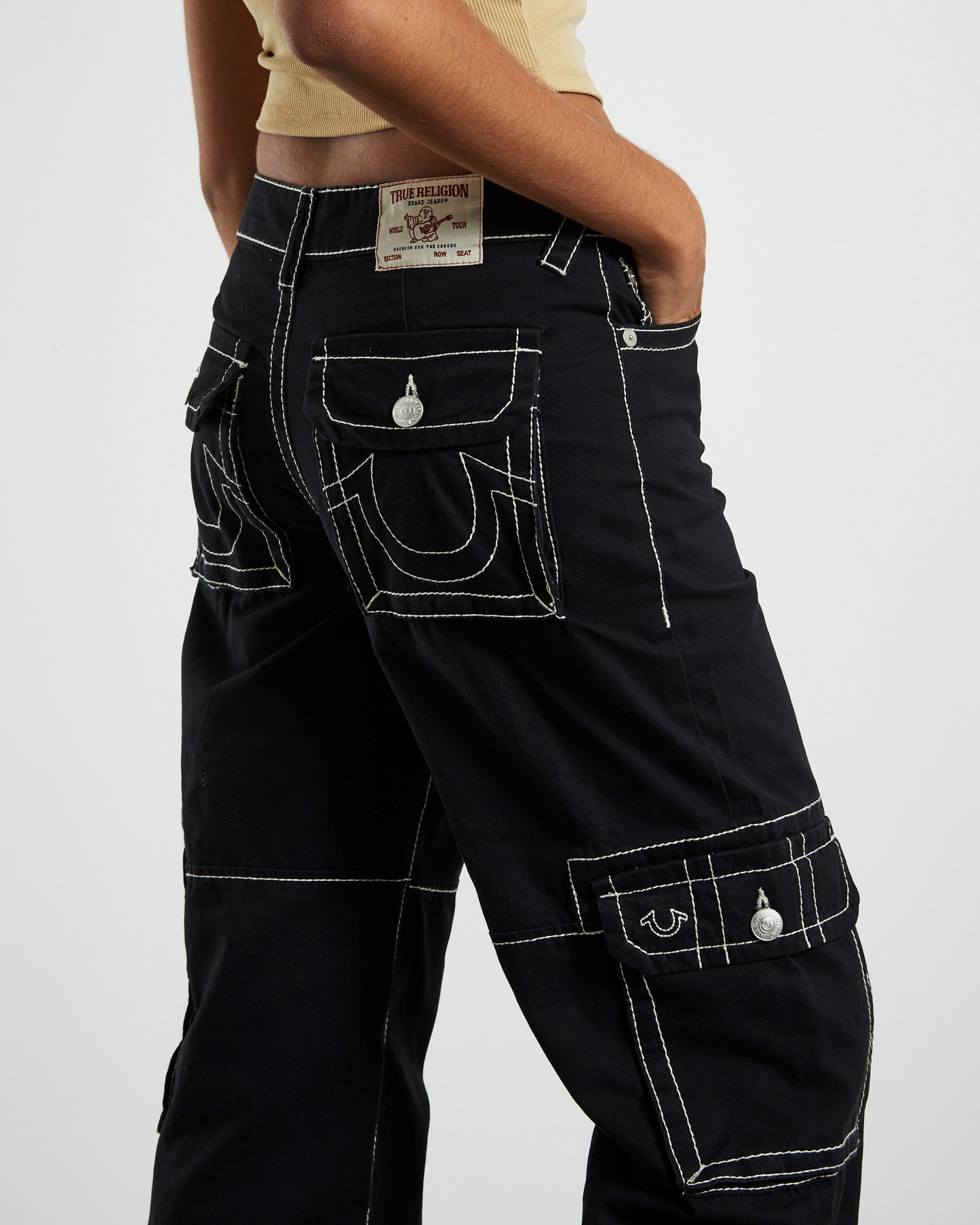 Low Slung Baggy Cargo Pants Big T Black