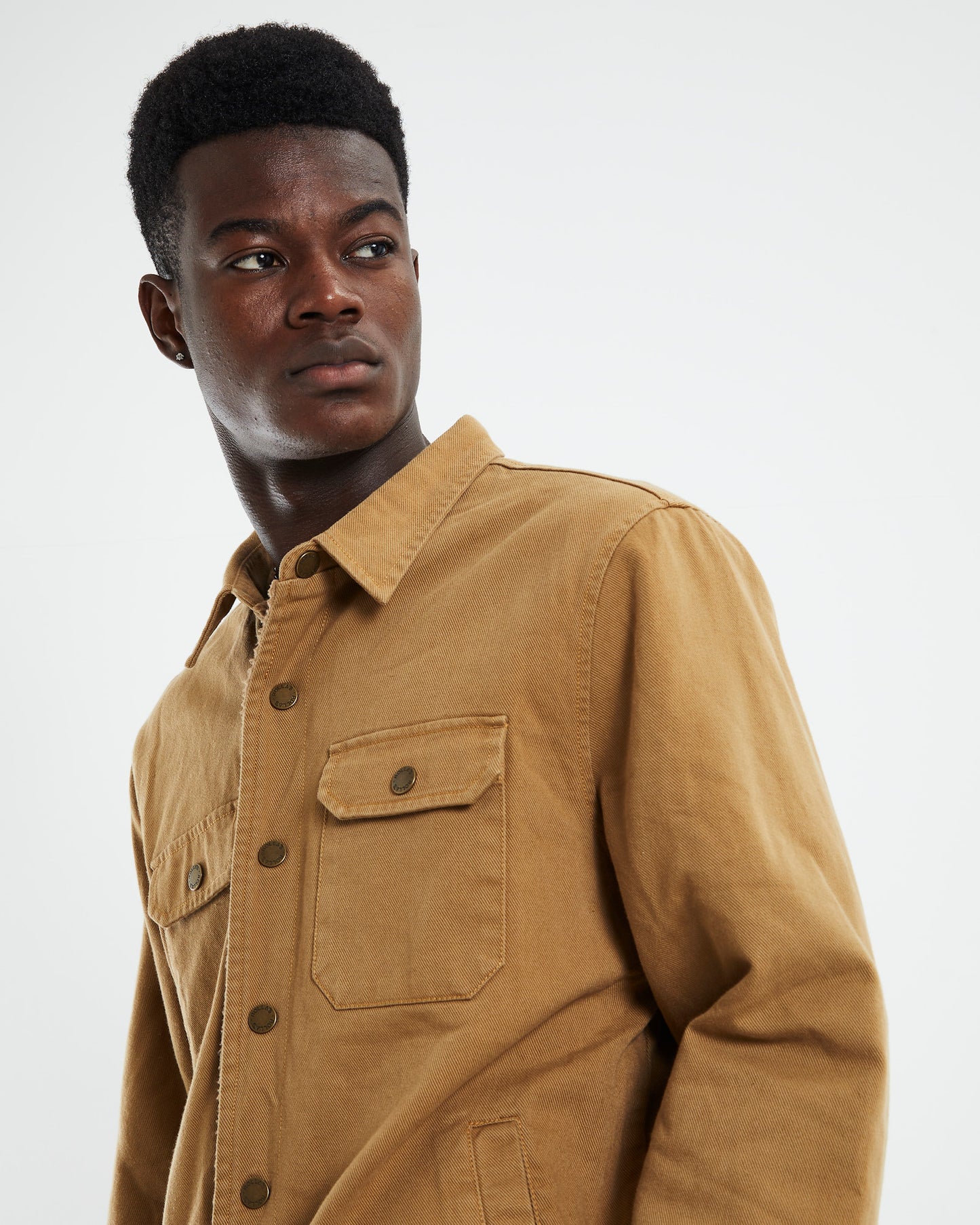 Men At Work Drill Shacket Sand