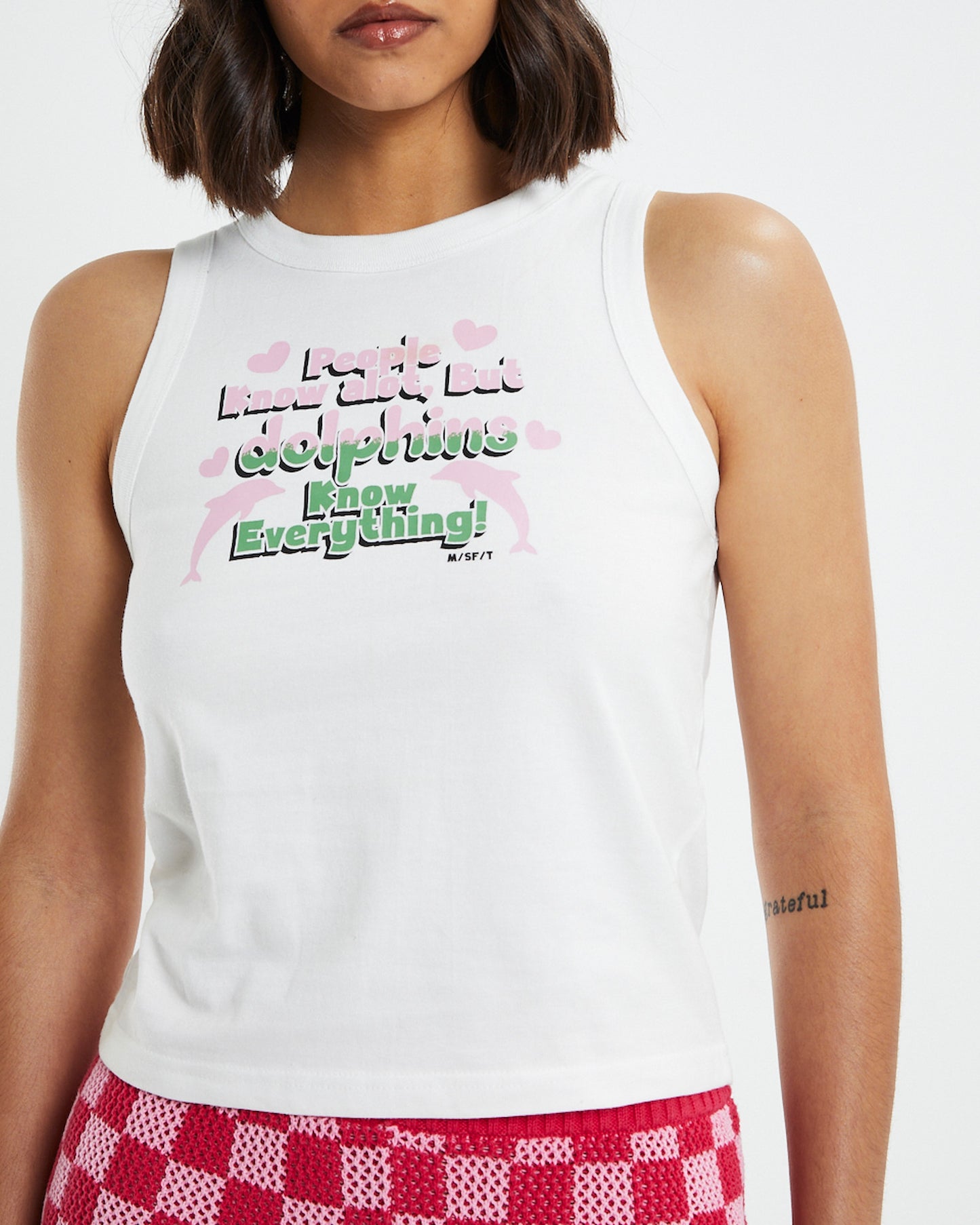 Dolphins Know Everything Tank Washed White