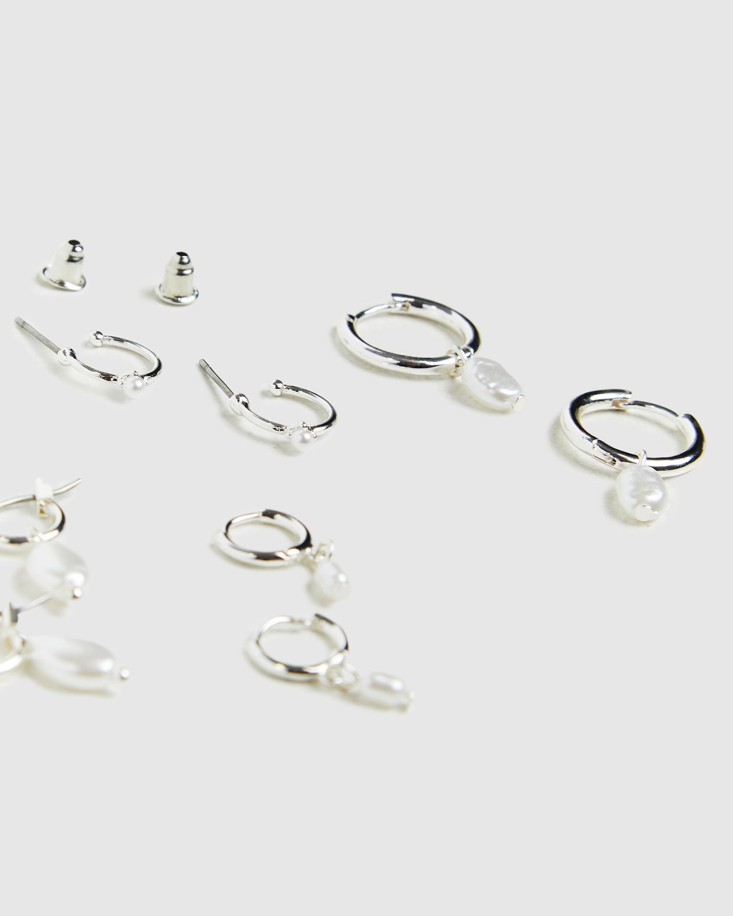Frankie Pearl Earrings Pack Silver