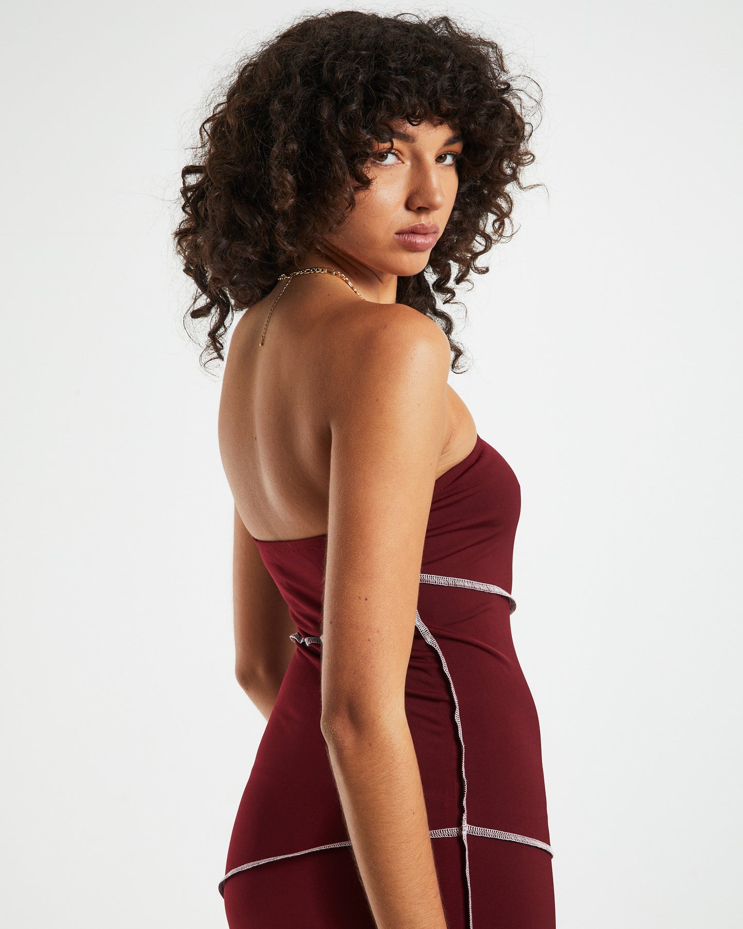 Amelie Slinky Contrast Midi Tube Dress Red