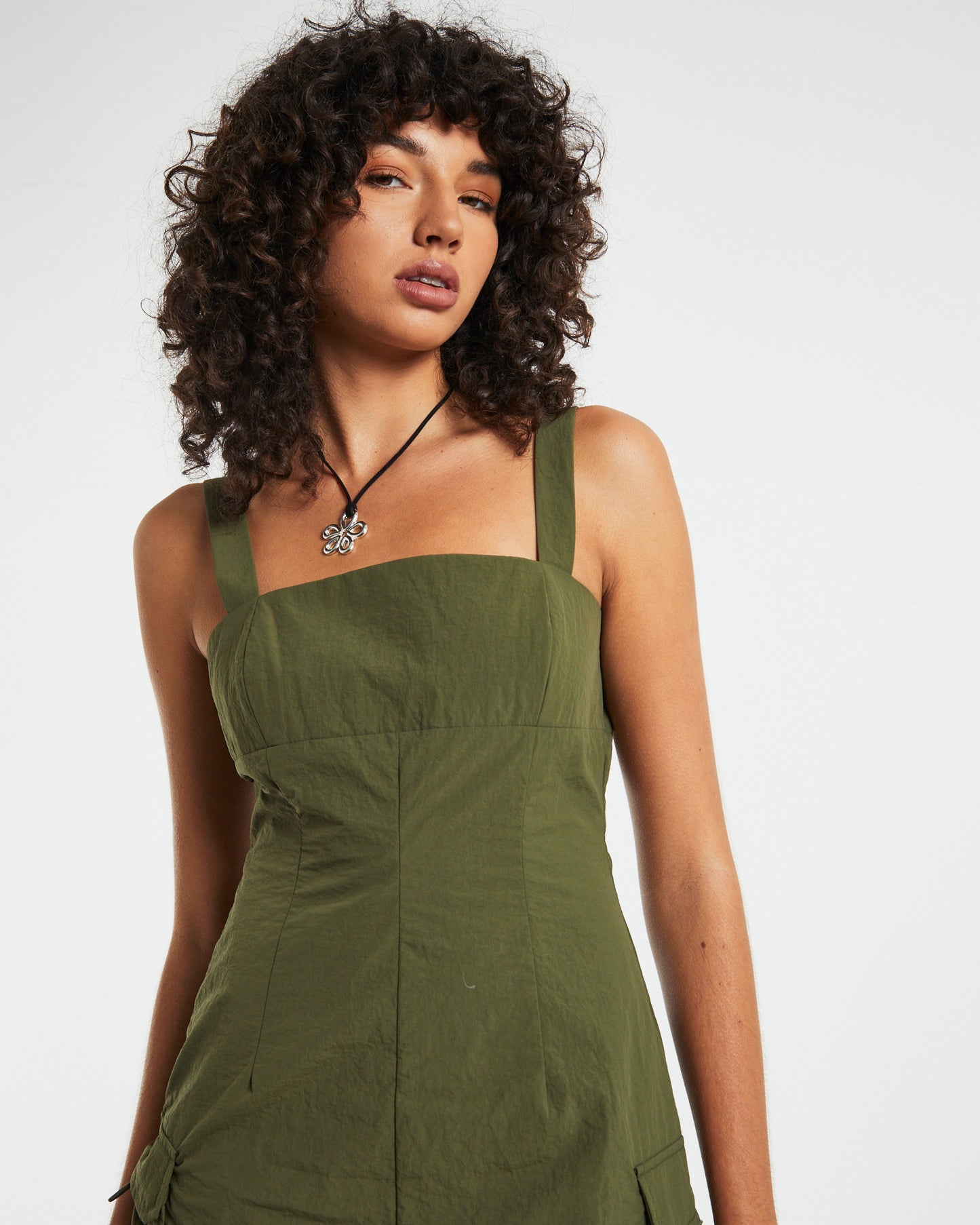 Bridget Tech Mini Dress in Green