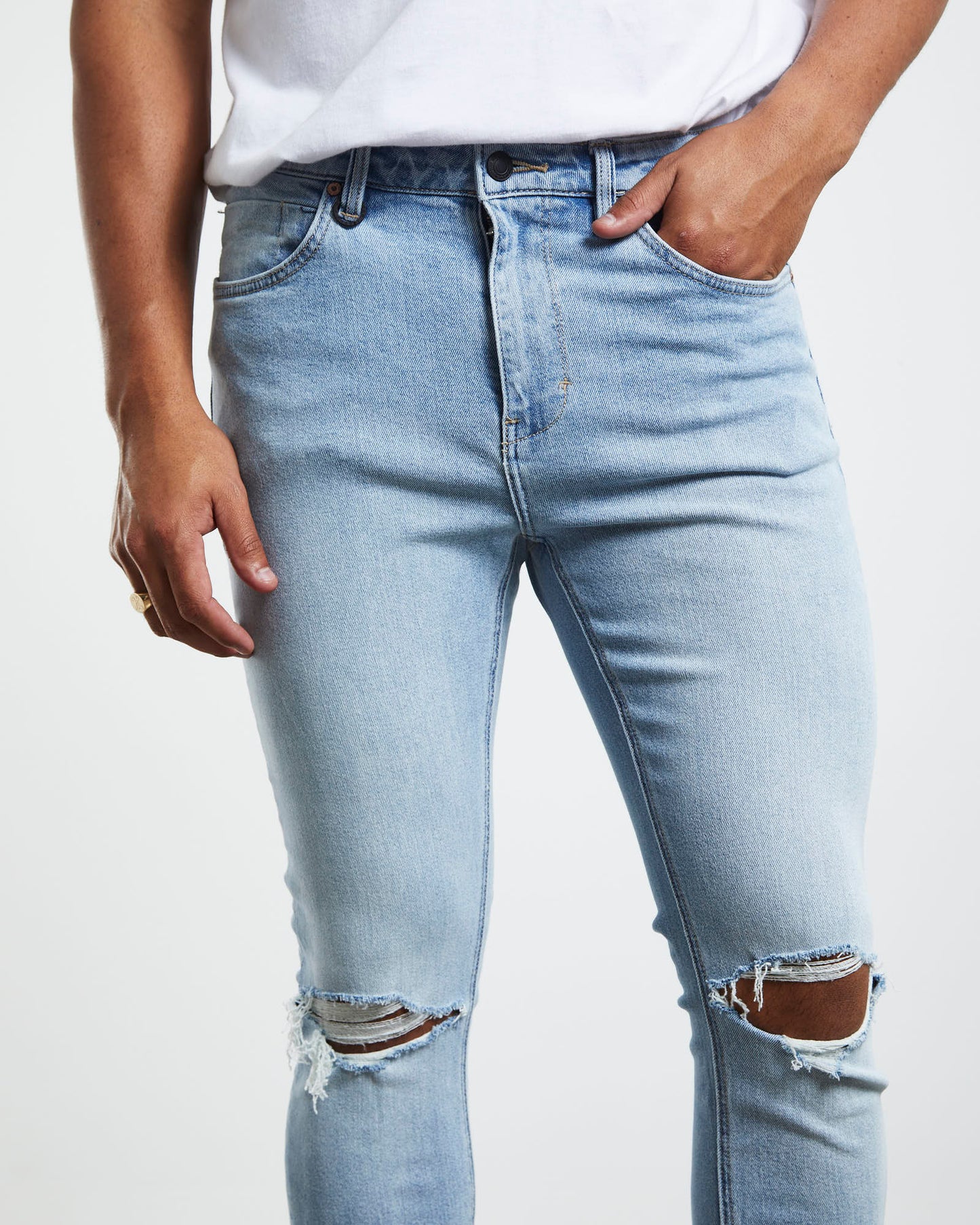 Rebel Skinny Denim Jeans Loaded Rip