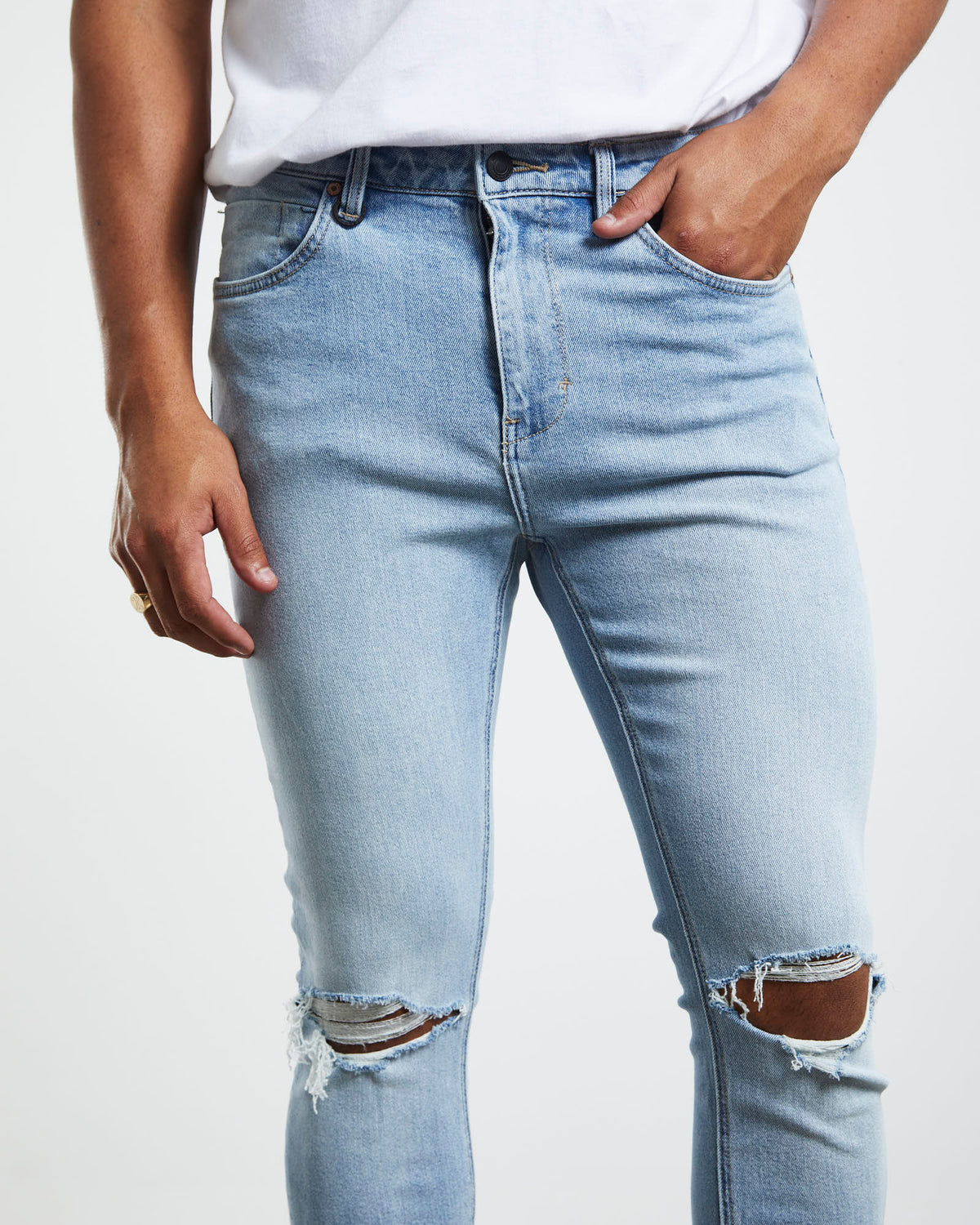 Rebel Skinny Denim Jeans Loaded Rip DENIM