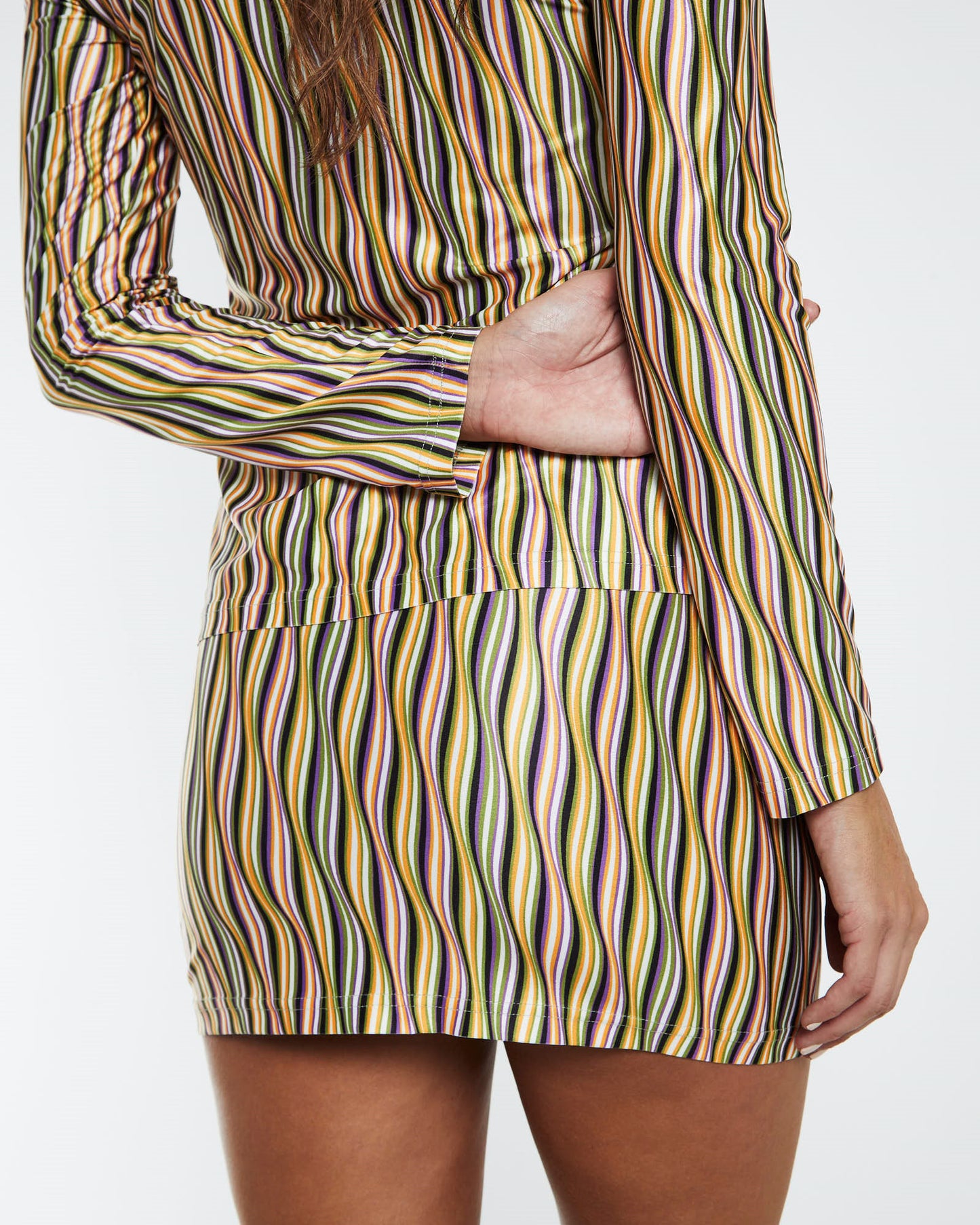 Tatiana Wave Print Low Rise Mini Skirt Assorted