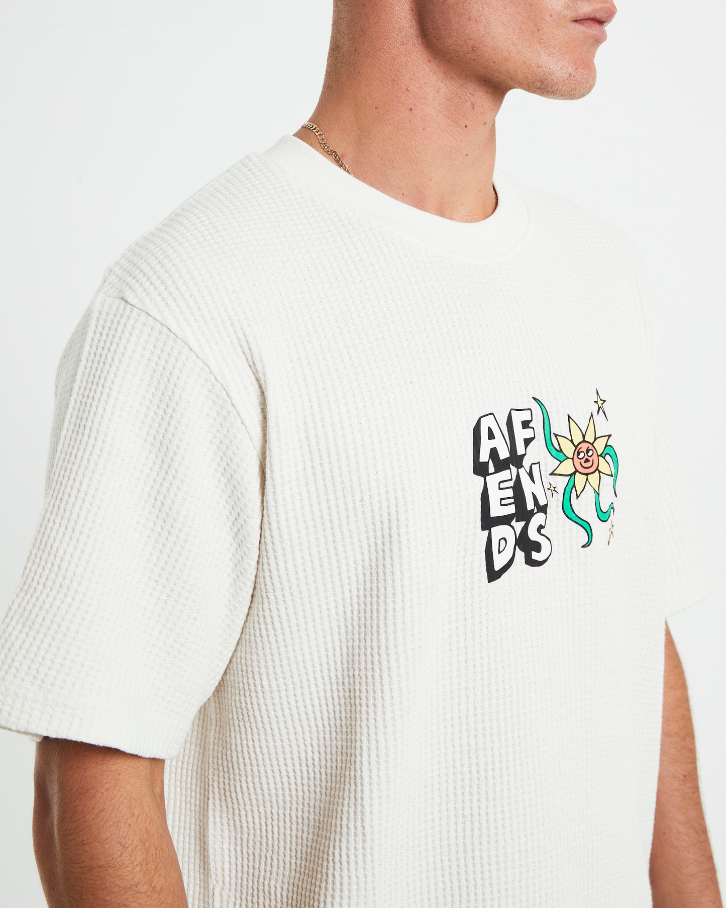 Flowerbed Recycled Waffle Retro Fit T-Shirt in White