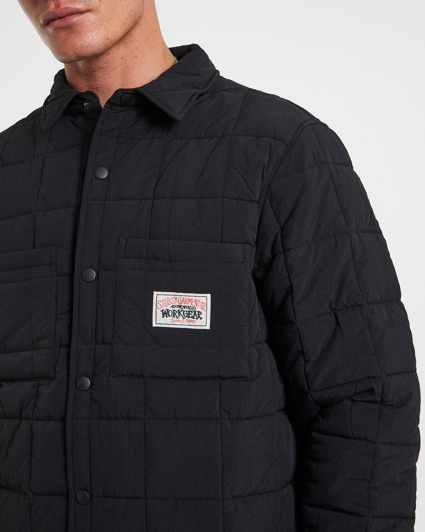 Quilted Fatigue Long Sleeve Shirt in Black