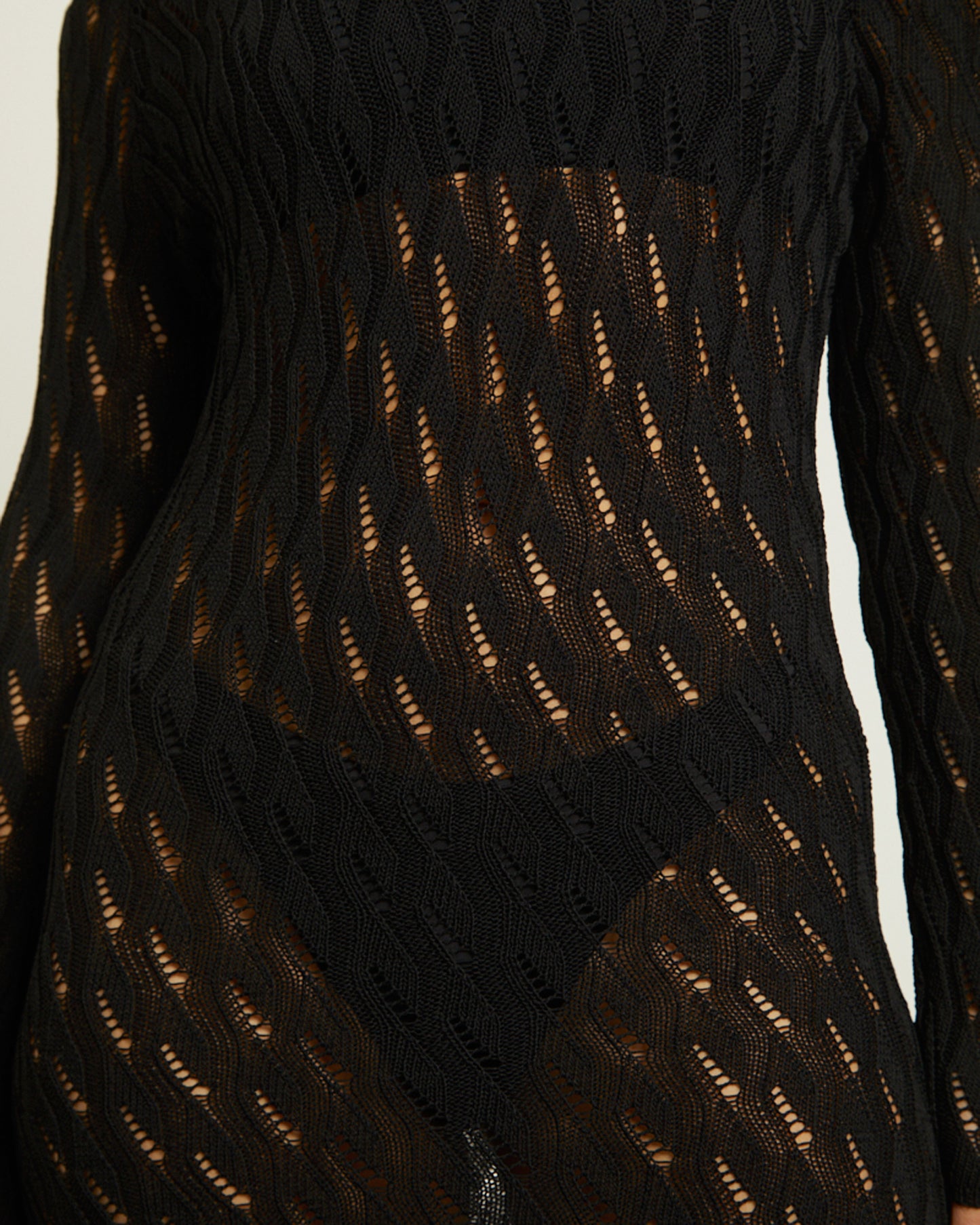 Cleo Midi Long Sleeve Dress in Black