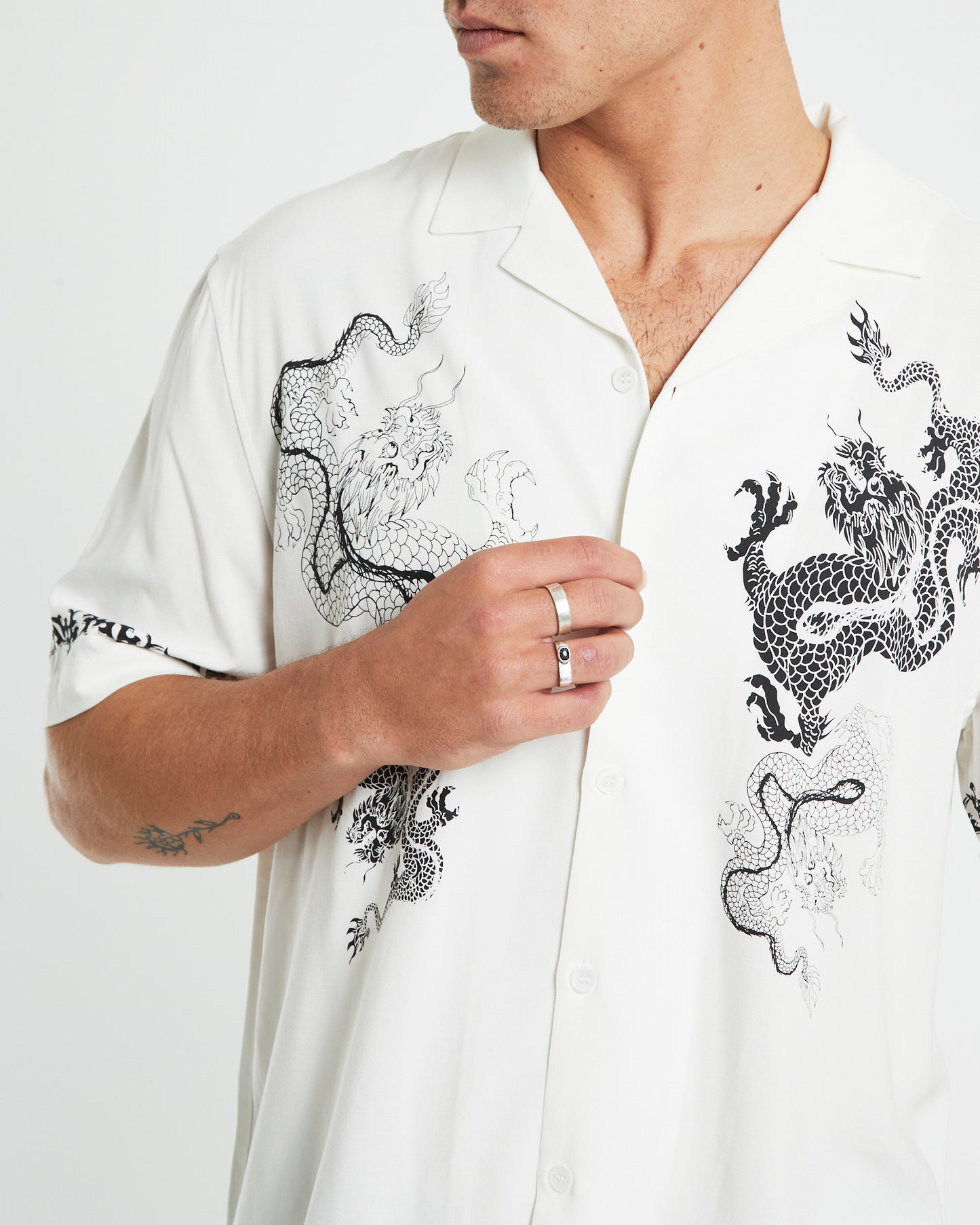 Draco Short Sleeve Resort Shirt in White