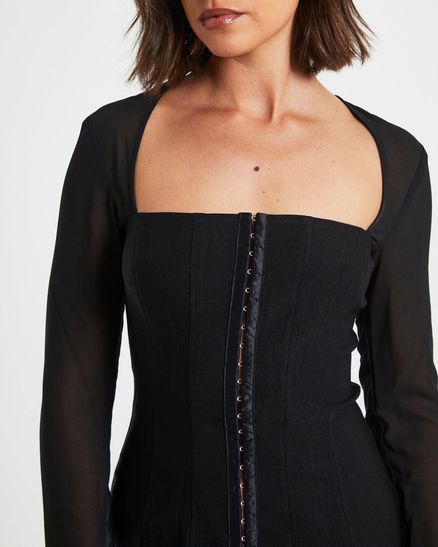 Orson Hook Front Panelled Dress Black